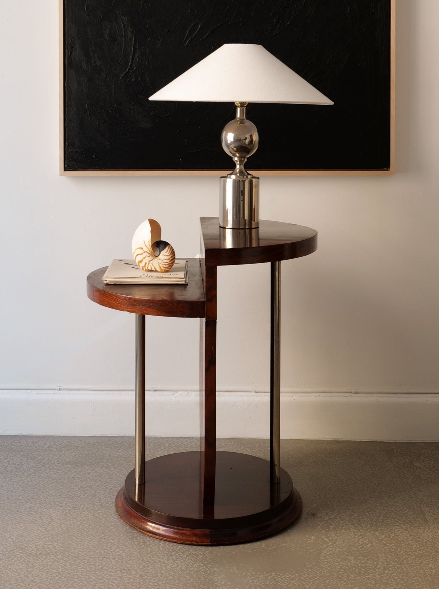 Contemporary Lamp Tables Redwood with lamps and shell