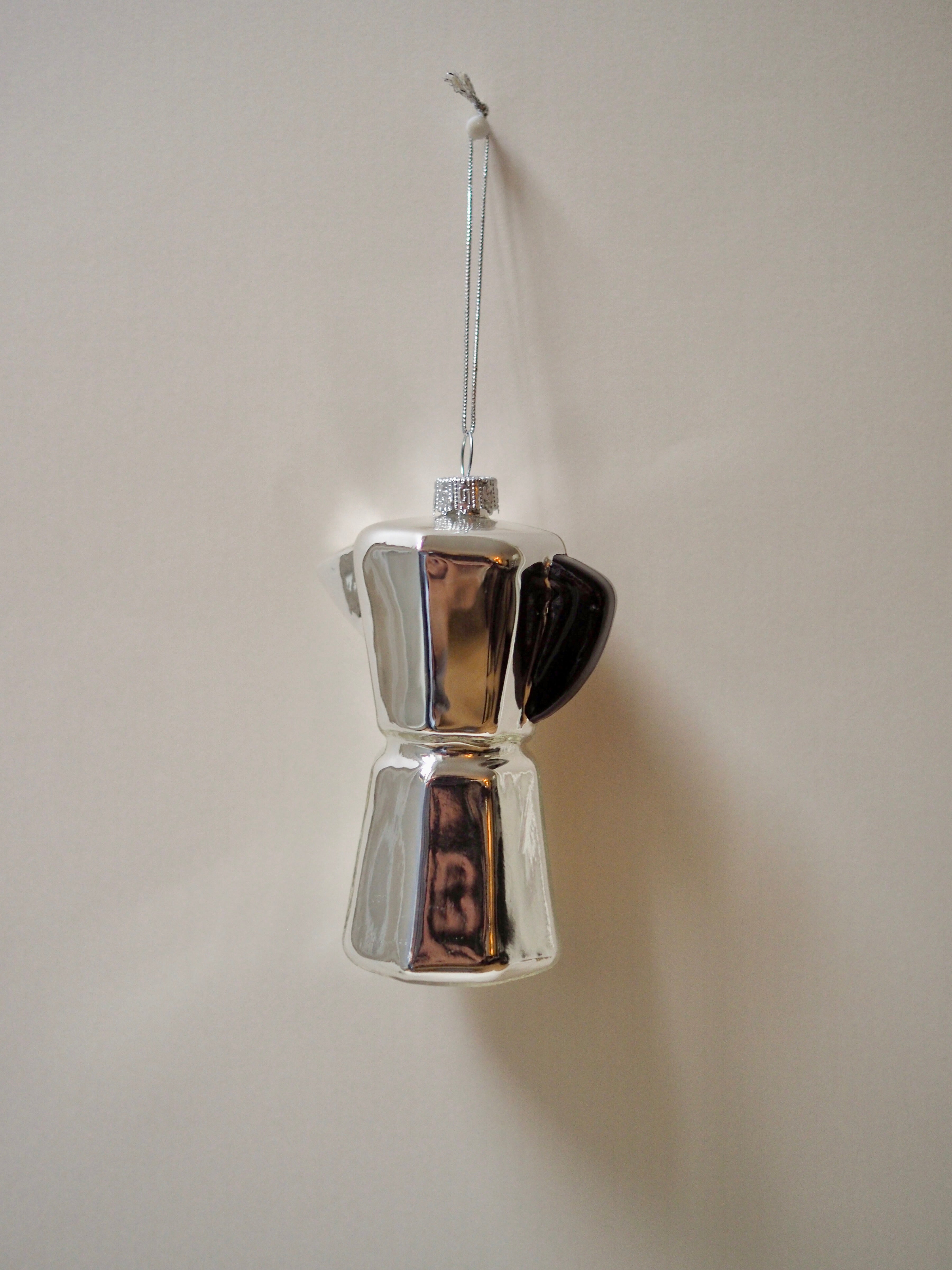 Silver Espresso Maker Holiday Ornament