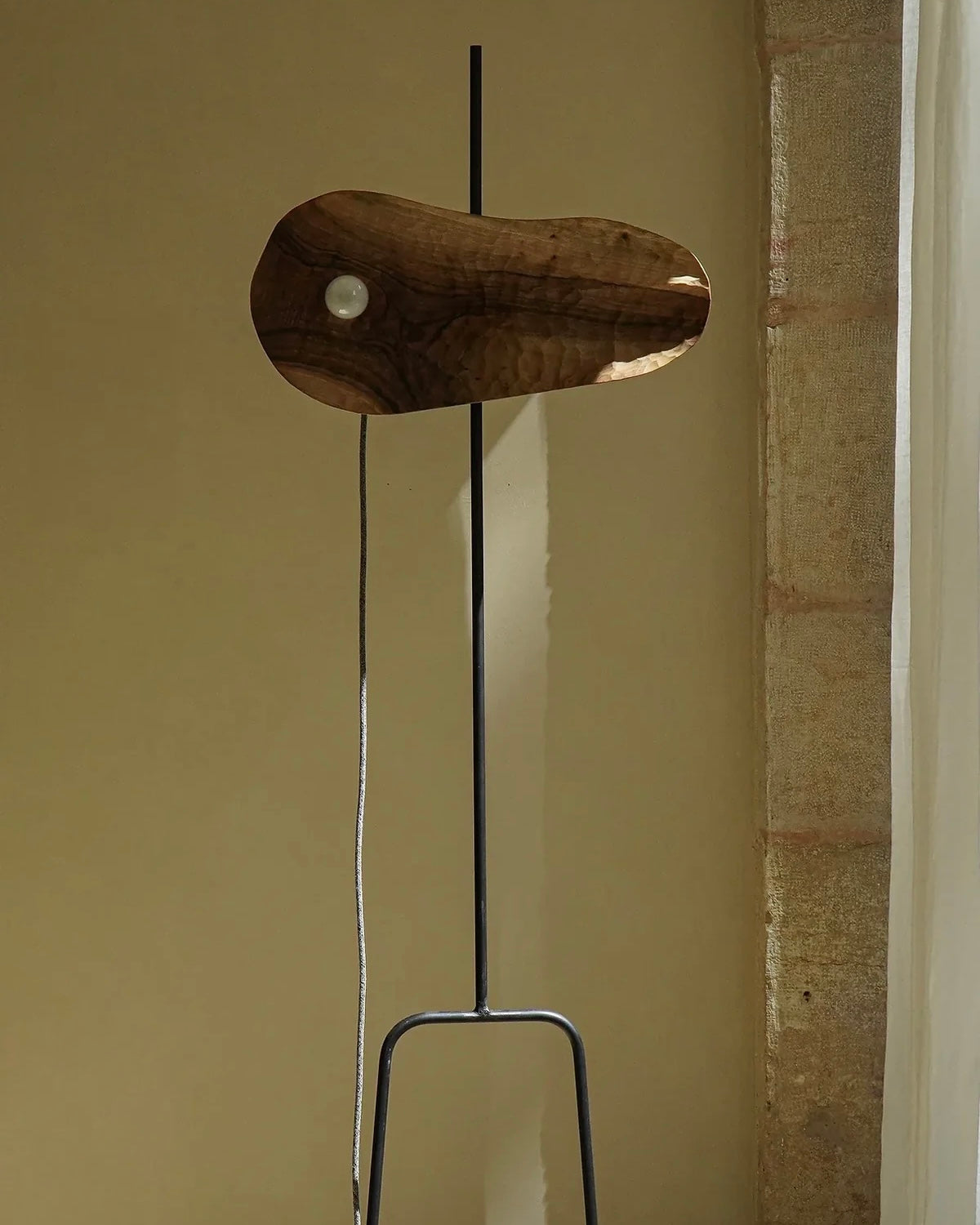 Sculpted Wallnut 'Oiseau' Floor Lamp