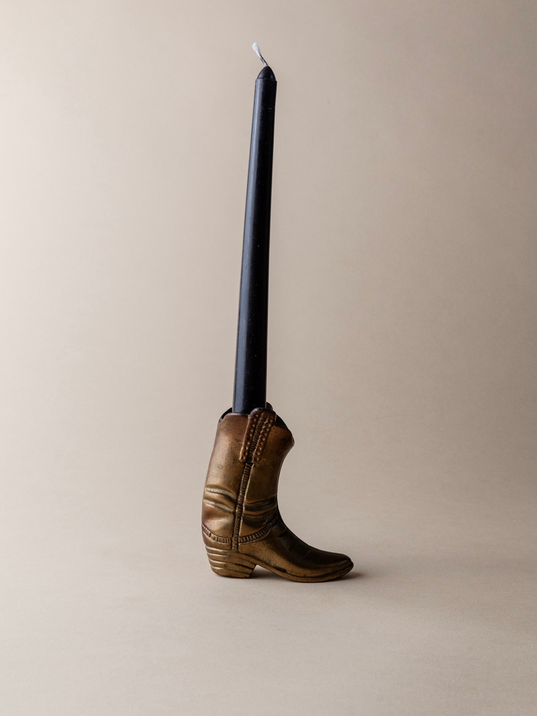 Brass Cowboy Boot Candle Holder, Italy 1980s