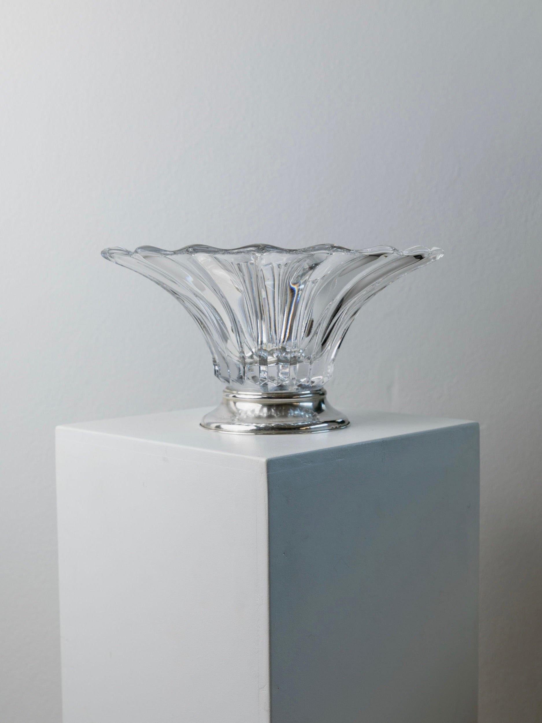 Large Crystal Glass Bowl, Italy 1940s
