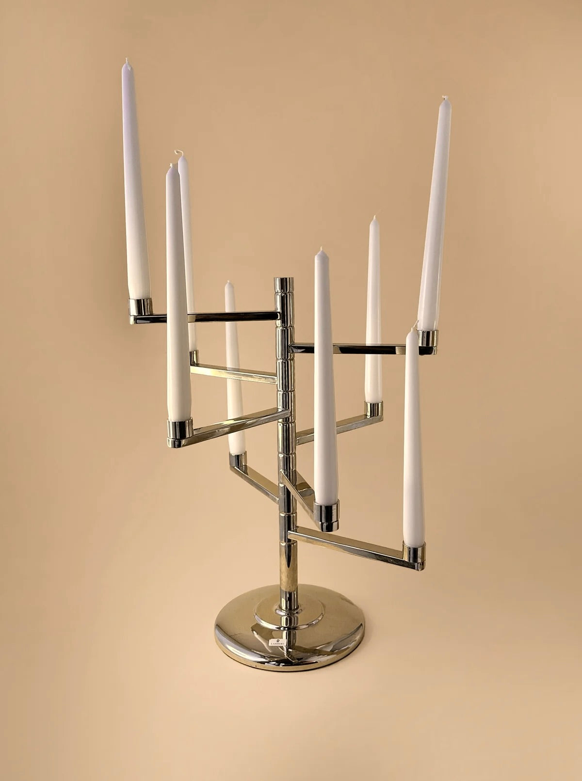 Vintage Lambert 80s silver-plated candelabra with intricate floral design and five candle holders