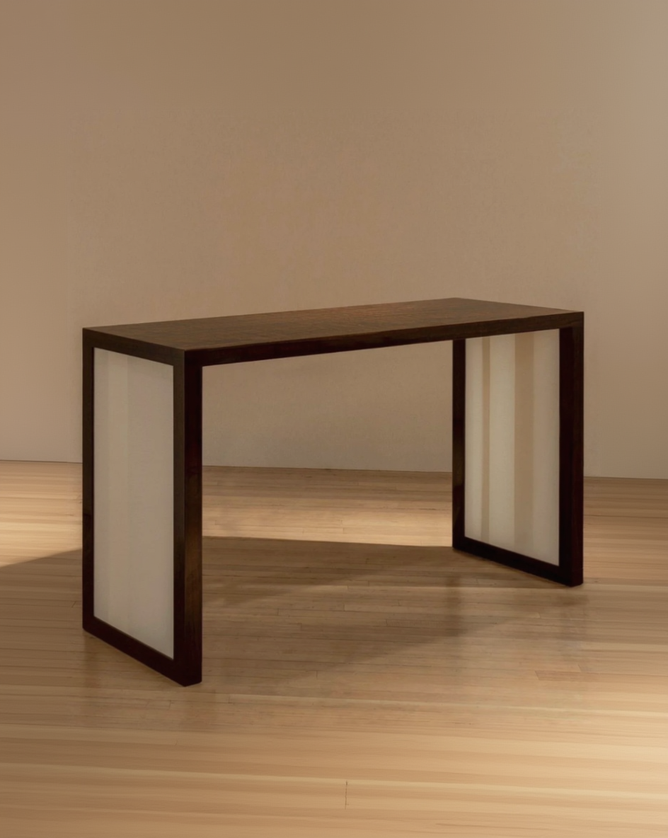 Additions Console Table - Handcrafted in Wood Veneer & Virgin Wool Fabric Inserts