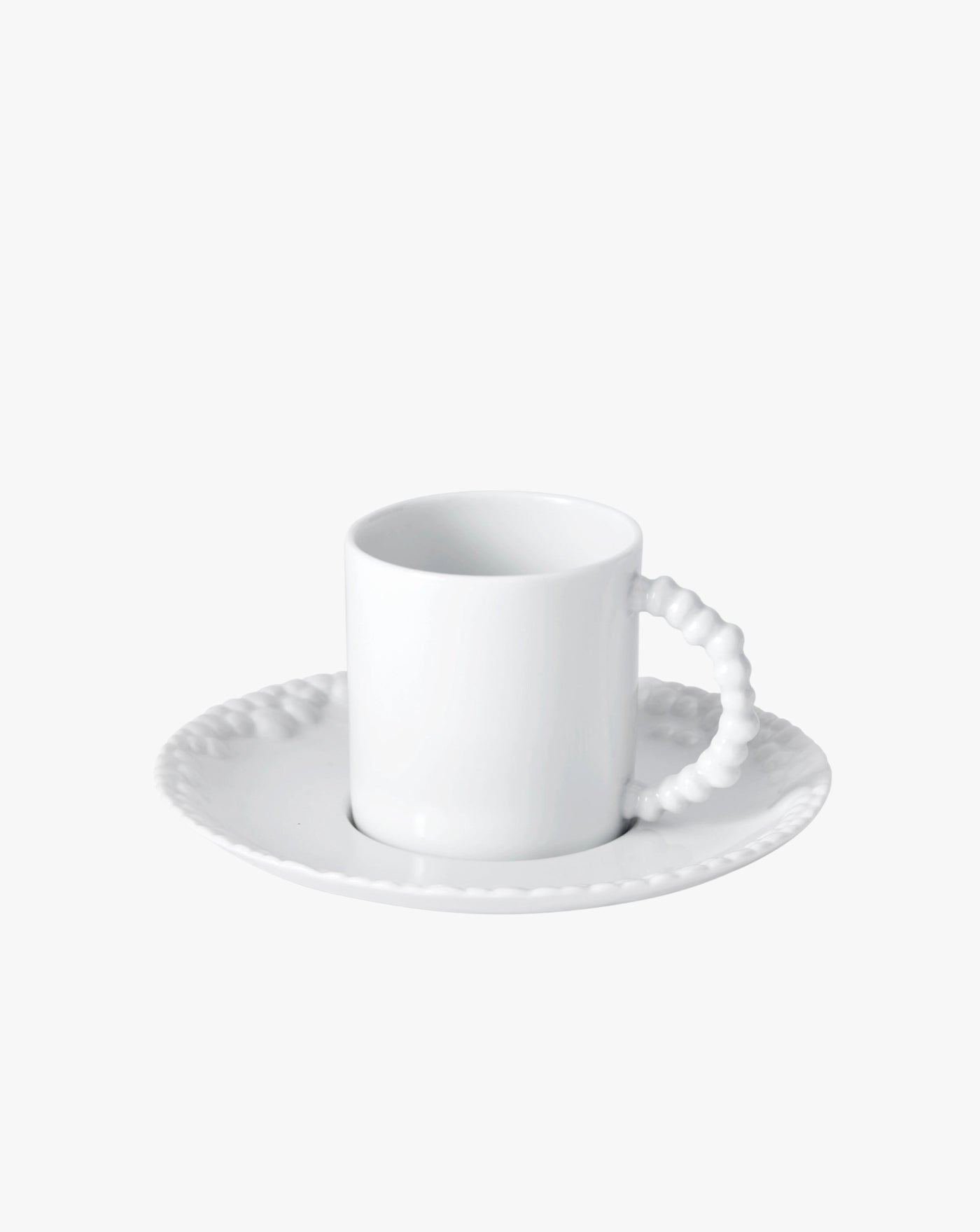 White Porcelain Espresso Cup and Saucer