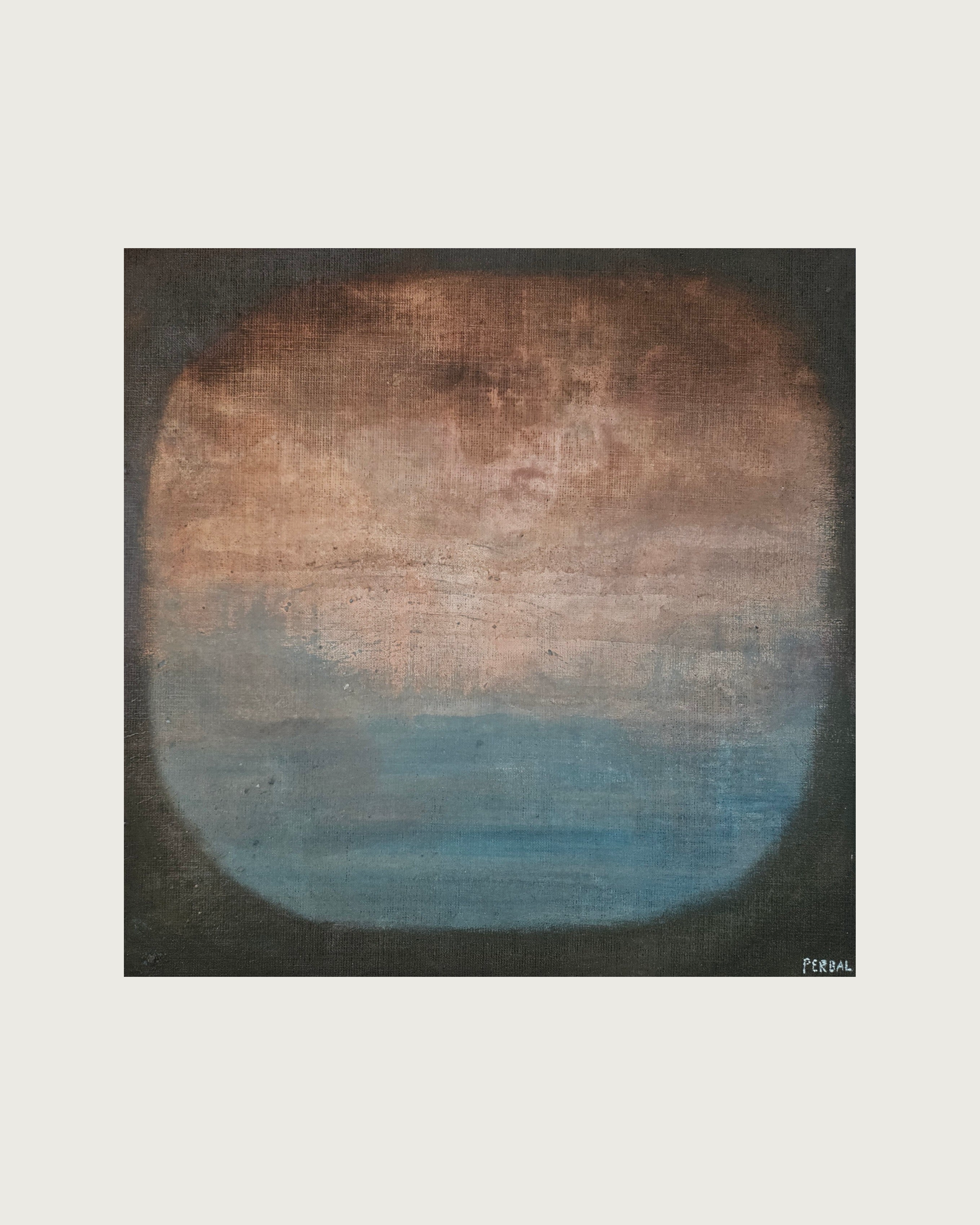 Painting on Canvas, Lime Paint and Oil on Raw Linen "through the window" (50x50cm)