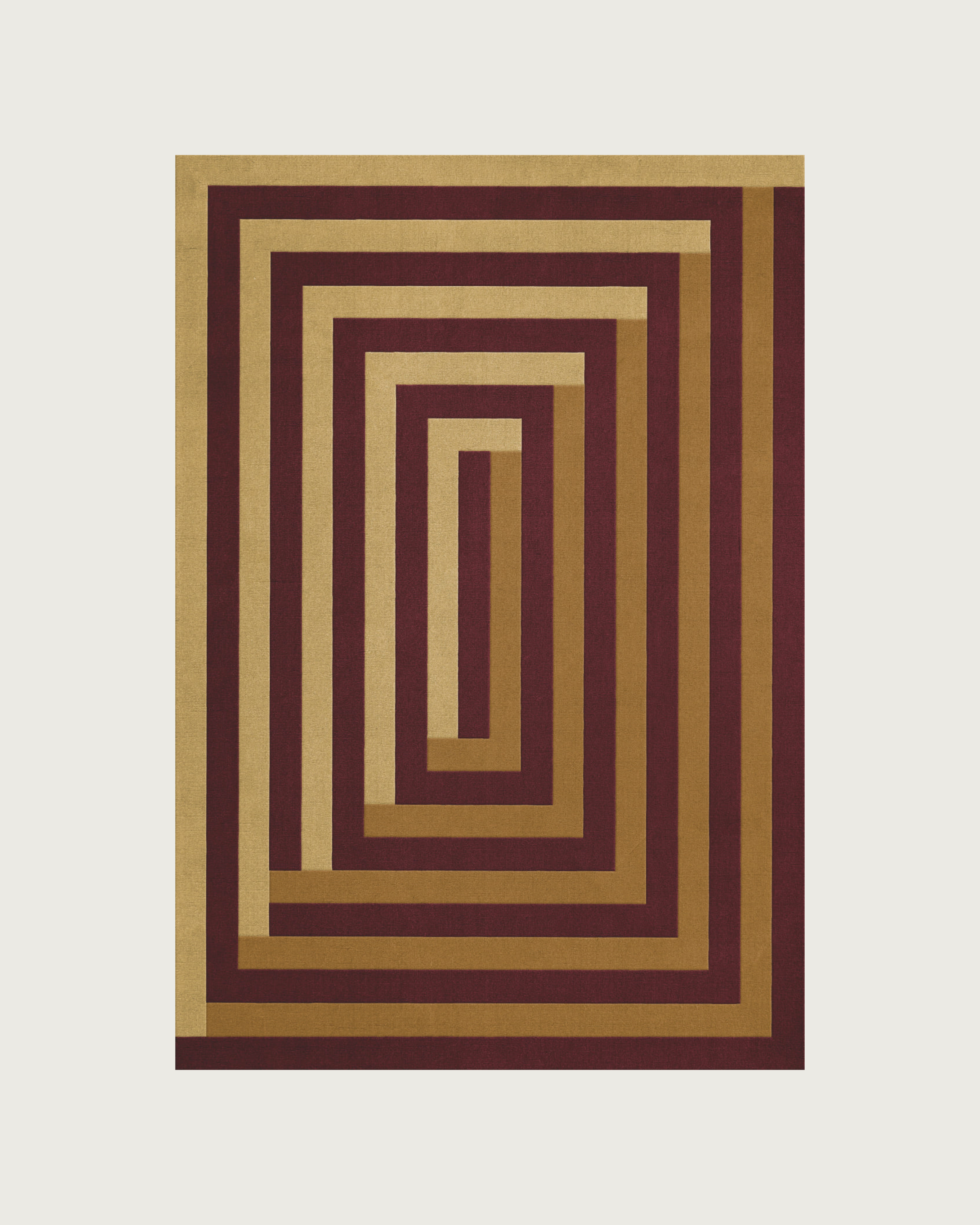 Tapis en laine tissé à la main 'Labyrinth' par Teklan, Sable de mûrier
