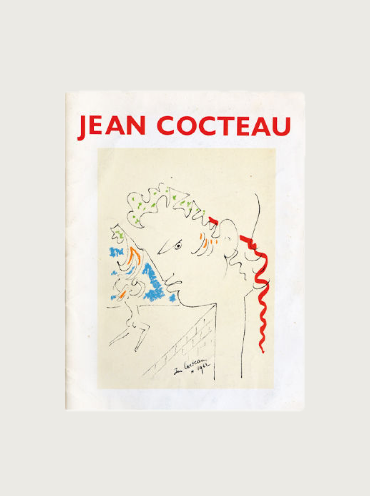 Cover of Jean Cocteau Exhibition Catalogue organized by National Book League featuring artwork and detailed information about the artist's works