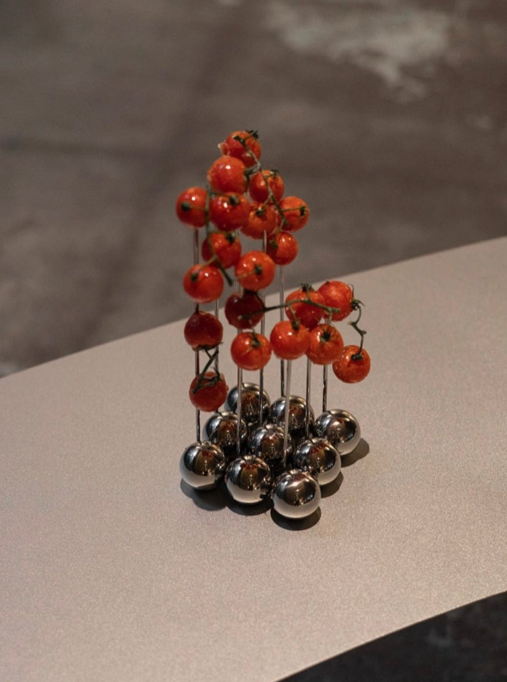 102 - Spiked Serveware in silver stainless steel with intricate design and elegant finish