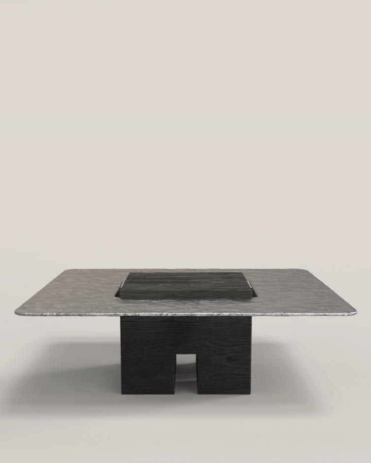 TEMPIO V2 Low Table in Veneered Wood and Cast Aluminium