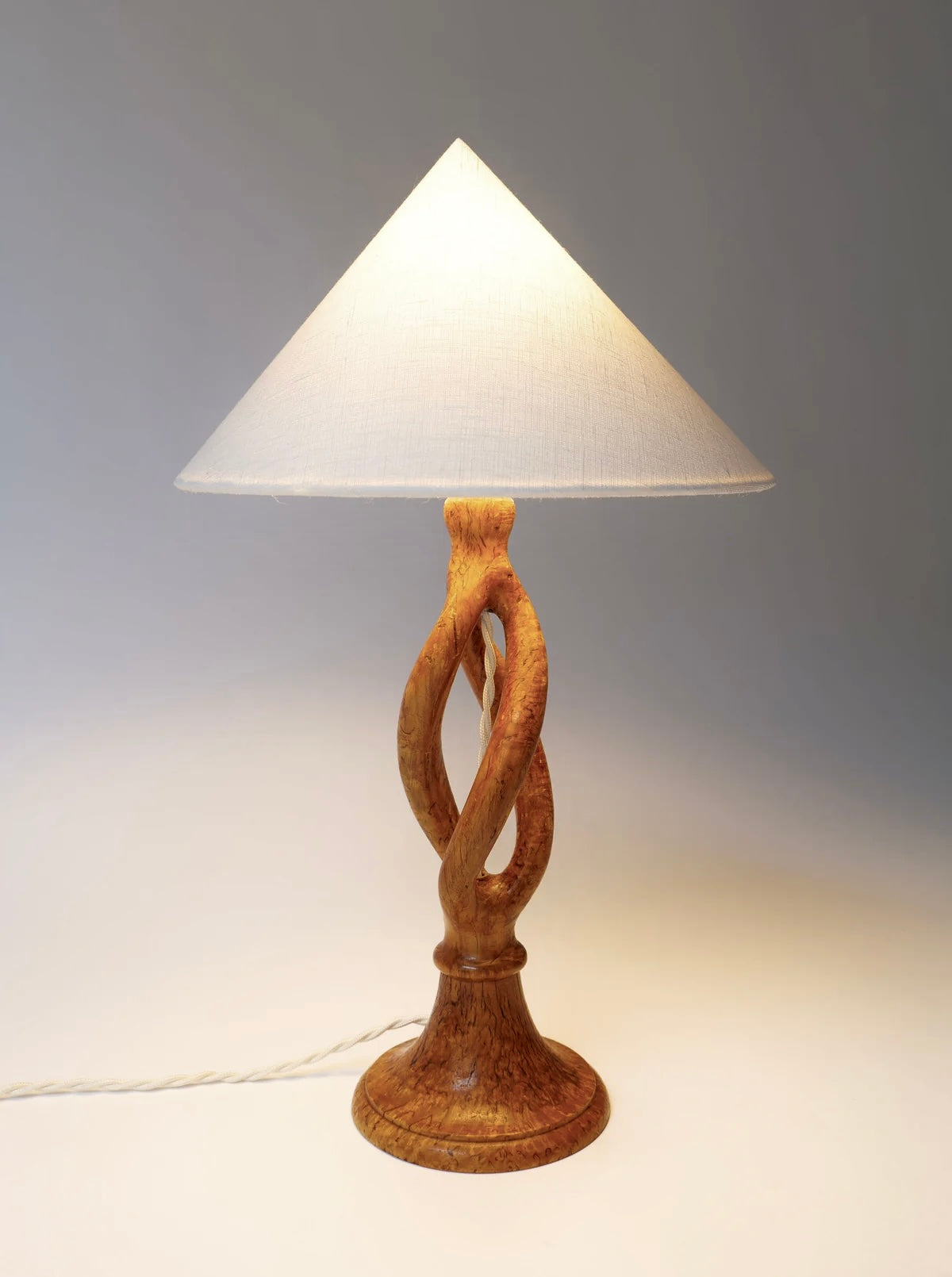Vintage 1960s Twisted Birch Table Lamp with Retro Design Aesthetic