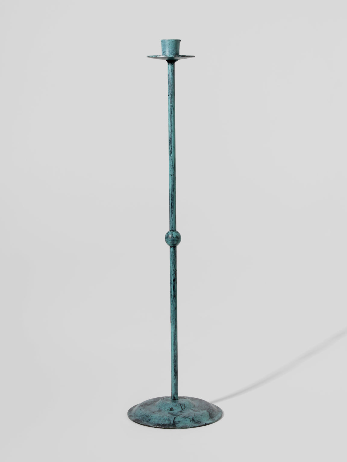 Turquoise Super Slim Floor Metal Candlestick by Vintage Stories | The Oblist — metal construction, modern design