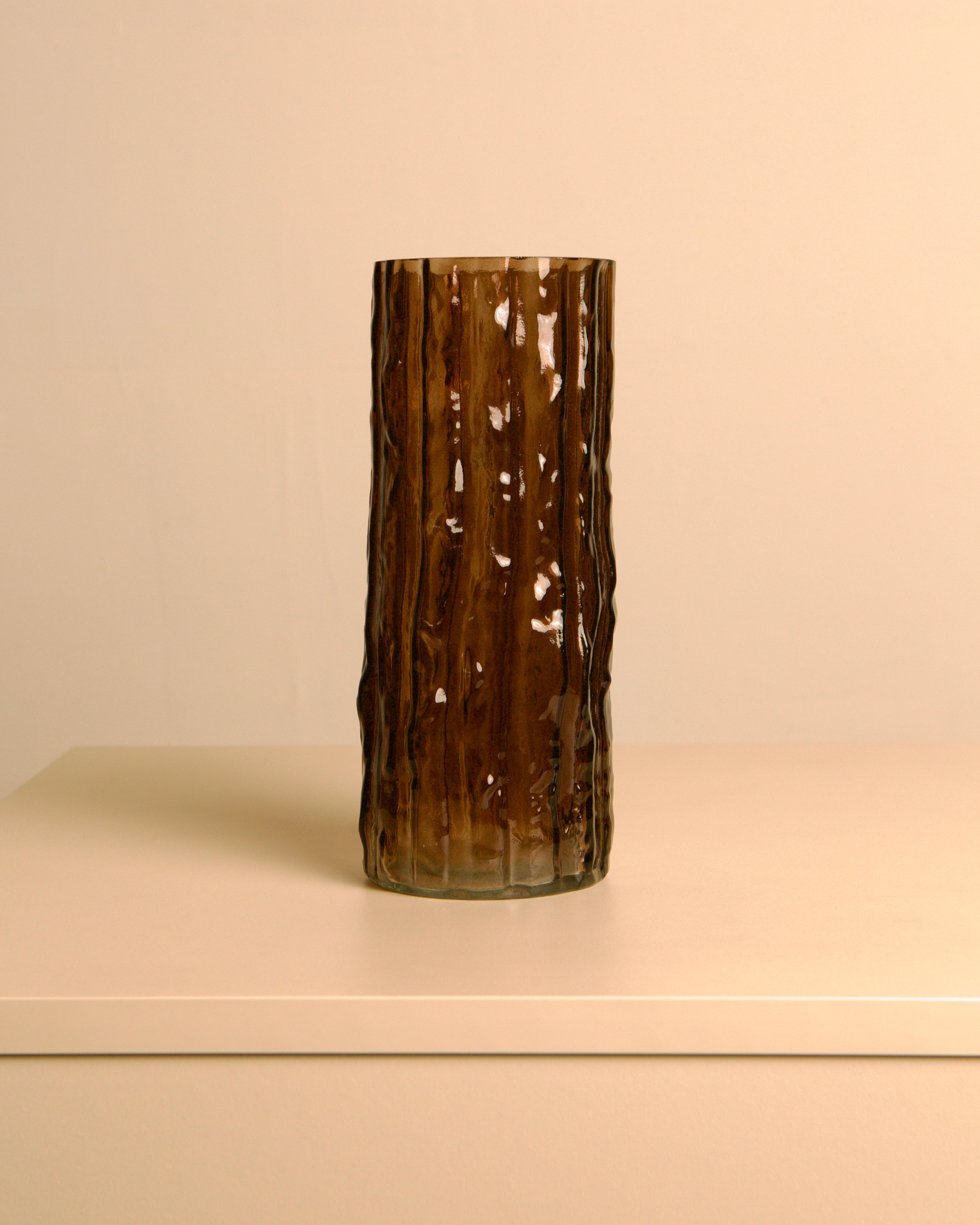 Amber Blown Glass Vase with Bark Texture, Italy, 1980s by Treaptyque | The Oblist