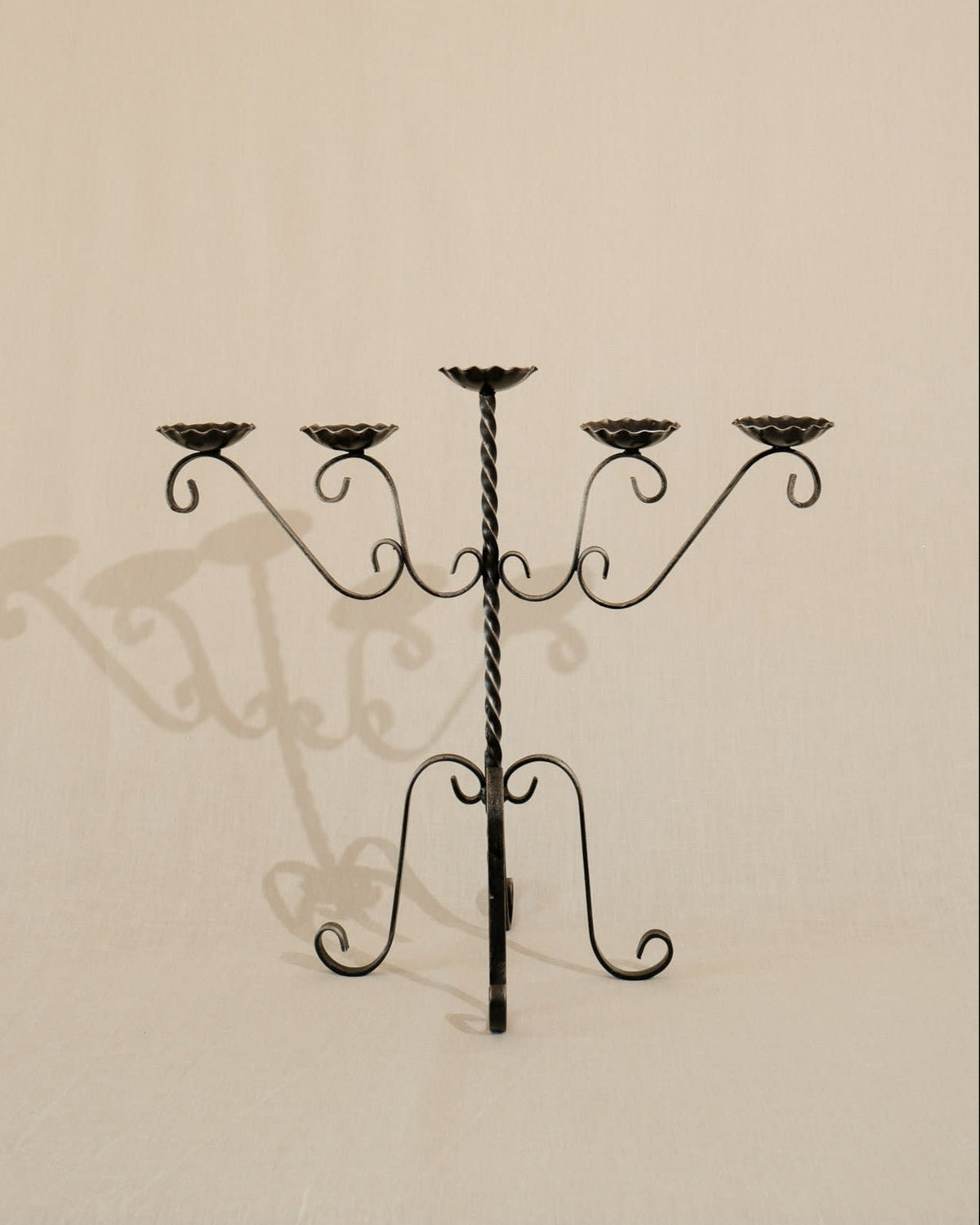 Large Vintage Wrought Iron Five-Candle Candelabra, 1970s by Truffe Studio | The Oblist
