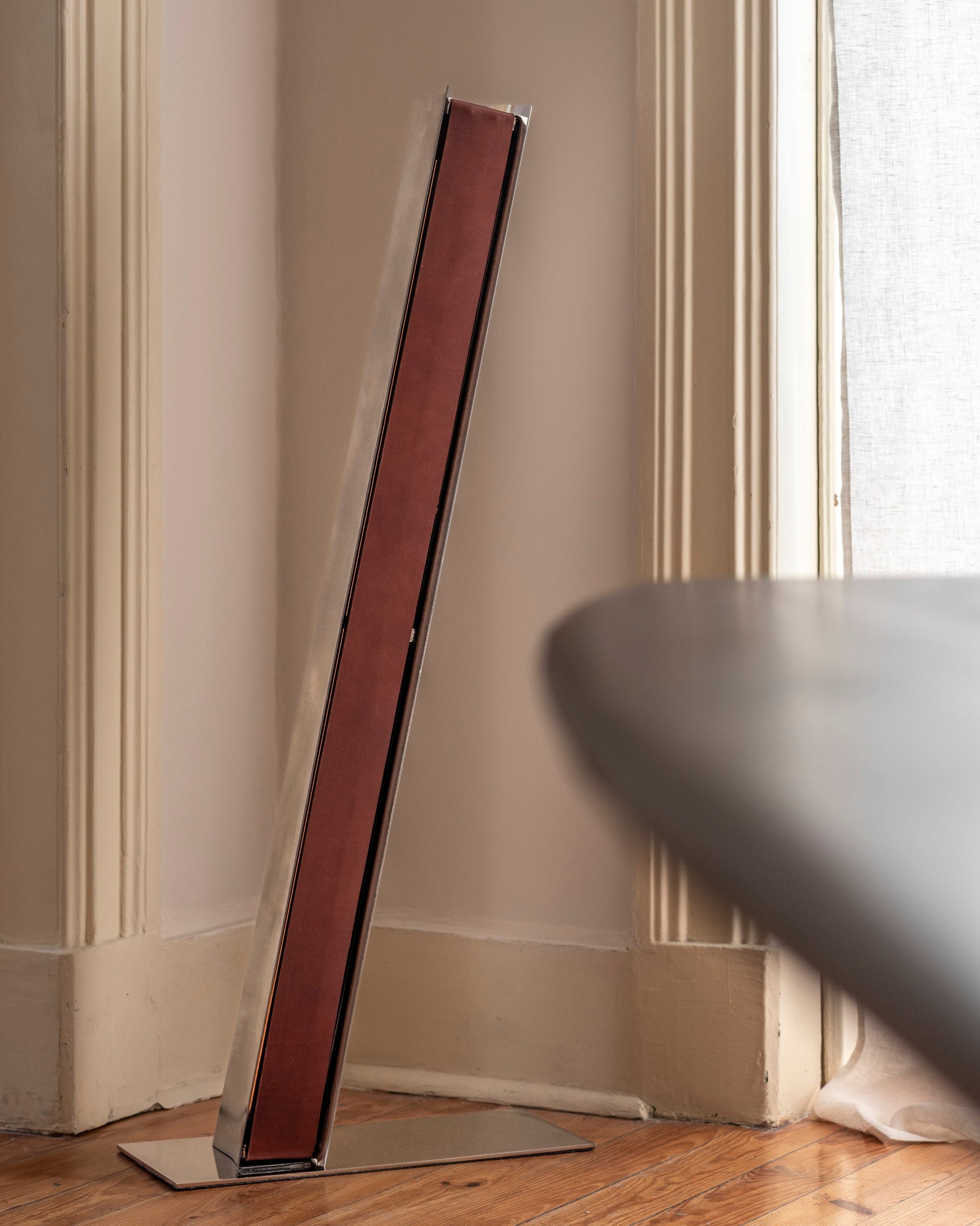 IMPERMANENCE Floor Lamp in Stainless Steel & Leather