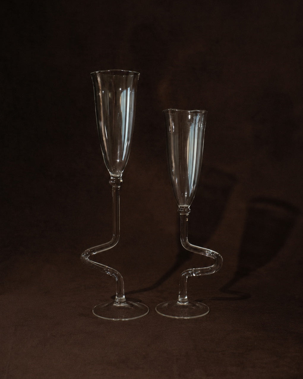 Set of 2 Hand-Blown Champagne Flute Glasses by Truffe Studio | The Oblist