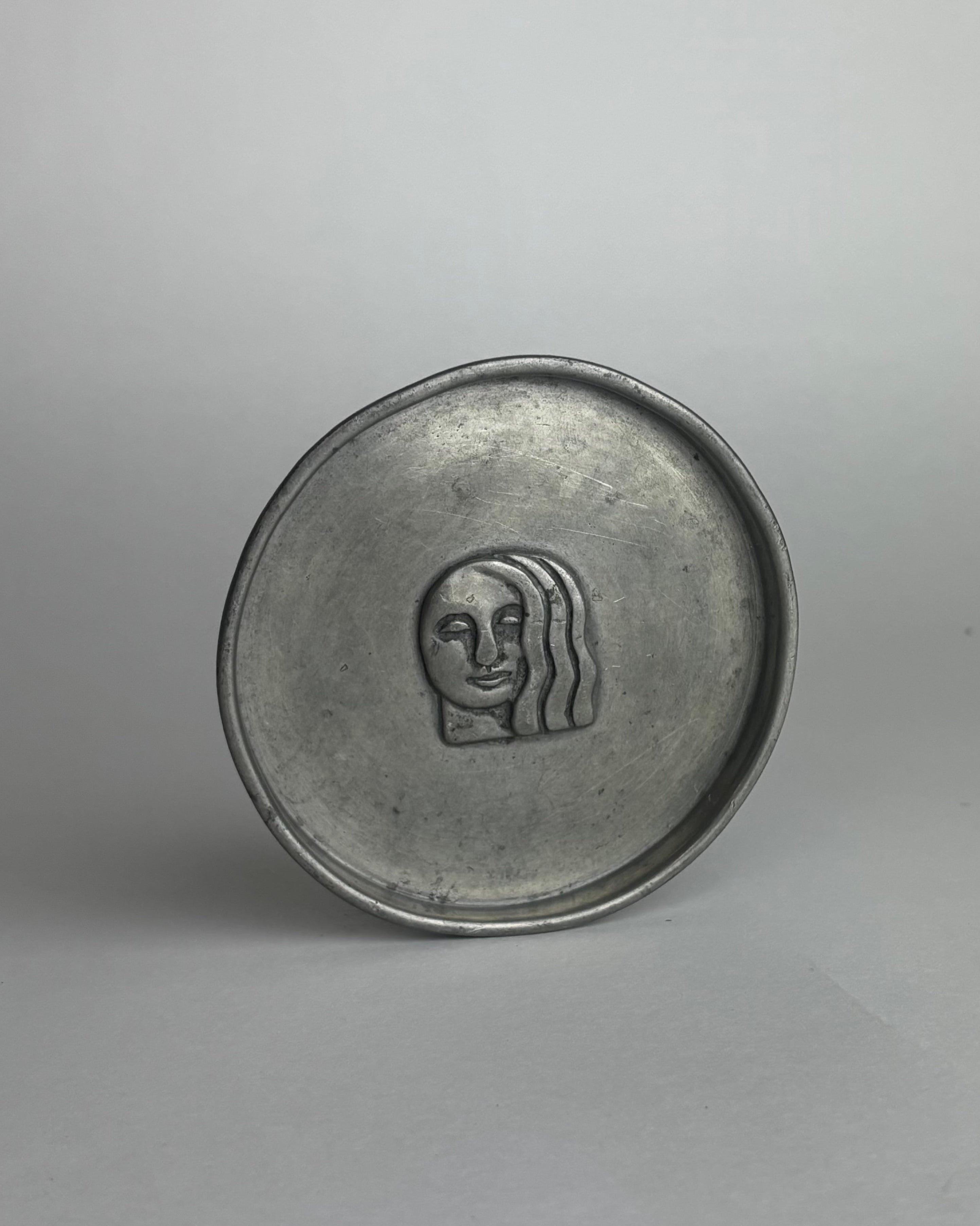 Anna Petrus, Svenkst Stenn, Pewter Dish w/ Leger Figure by somewhere someplace shop | The Oblist