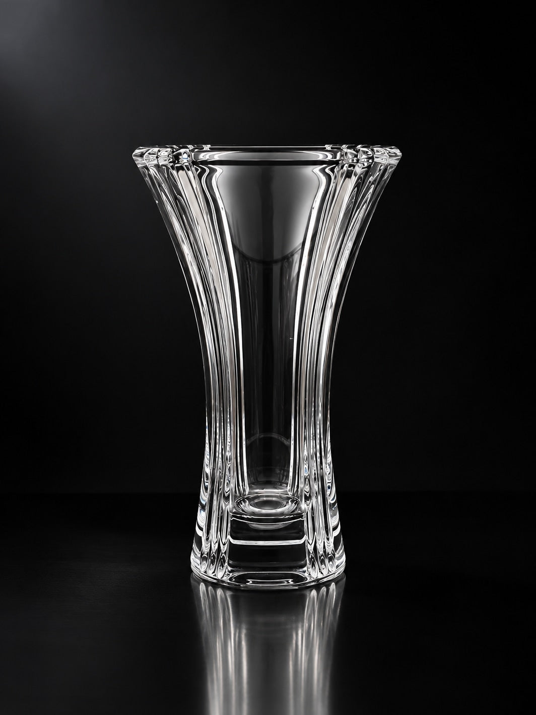 Large Sculptural Art Deco Crystal Glass Vase