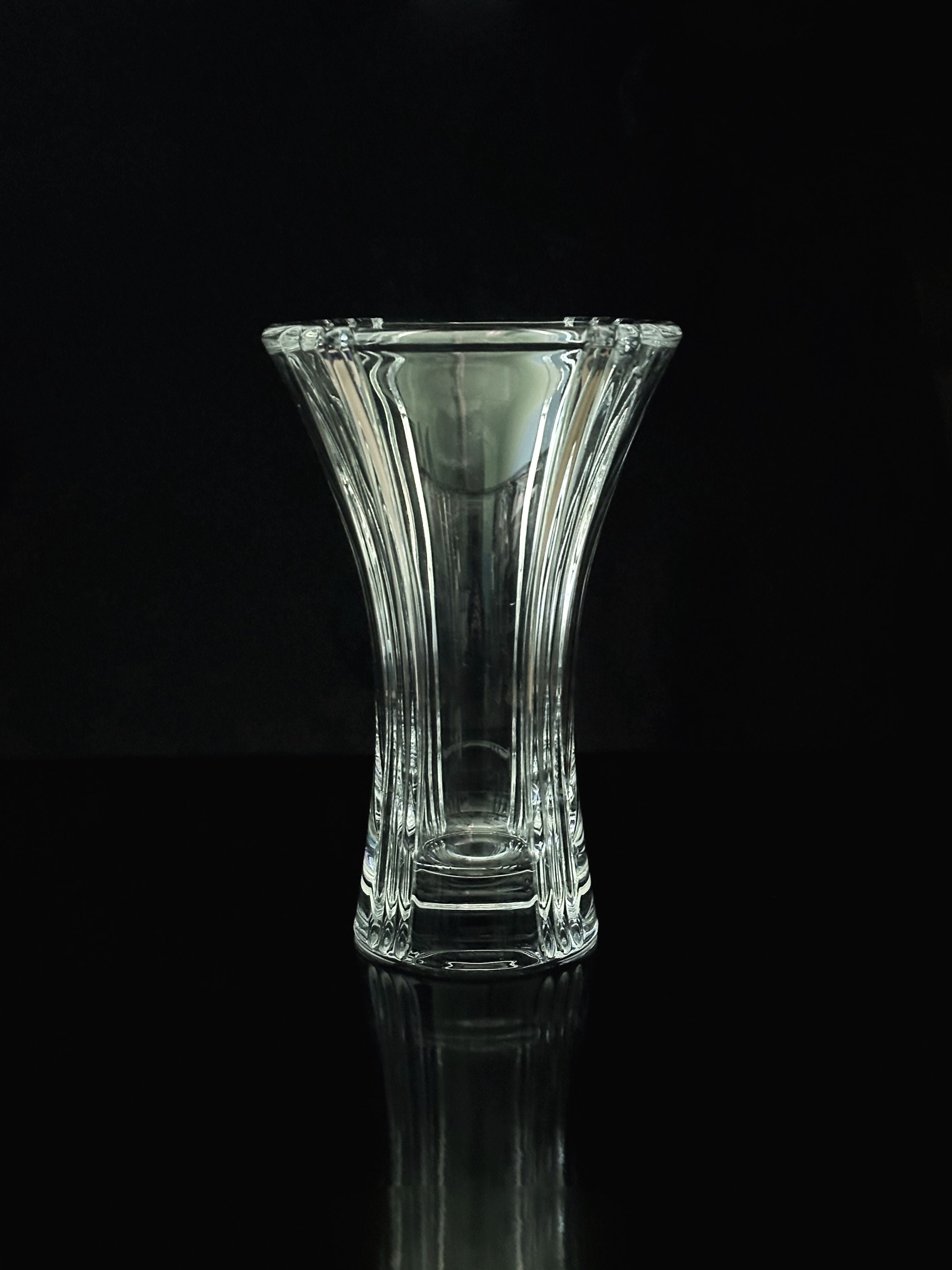 Large Crystal Glass Art Deco Vase by Dodo Vintage | The Oblist — clear glass, vintage design