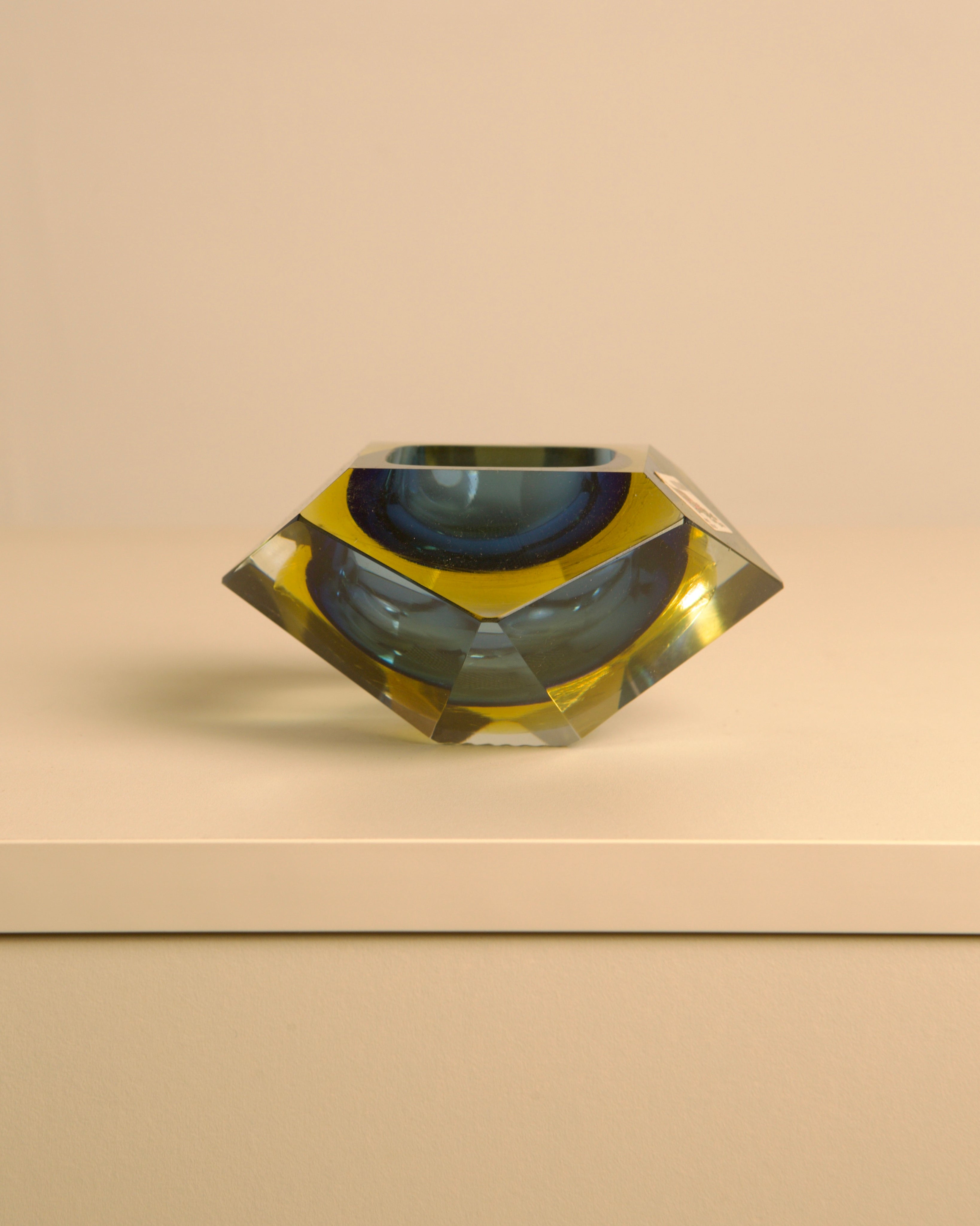 Vintage Murano glass diamond ashtray by Flavio Poli for Seguso