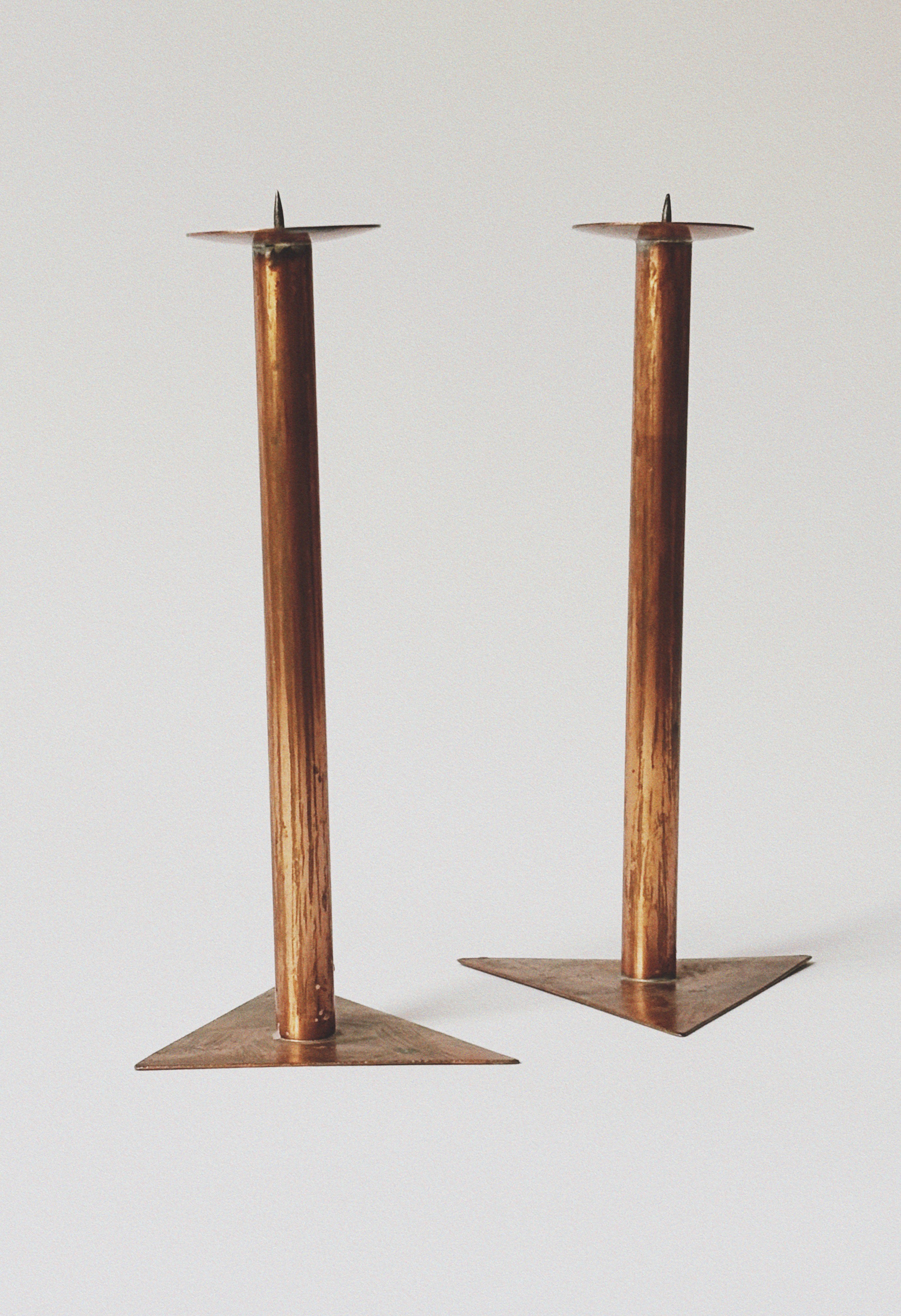 2 Copper Postmodern Candlesticks by Huerto | The Oblist — handcrafted copper design
