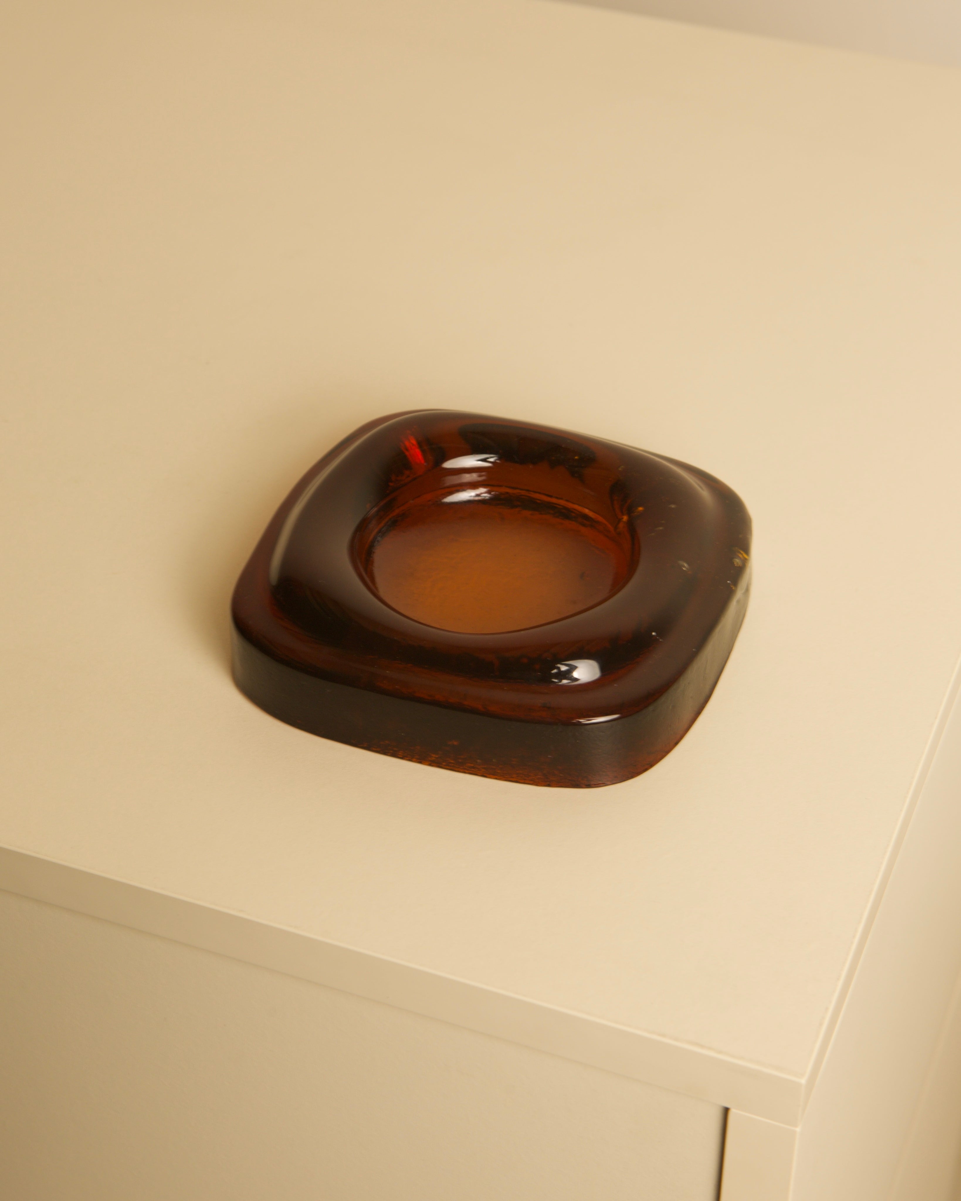Italian Amber Glass Trinket Dish, 60s by Treaptyque | The Oblist — vintage amber glass design