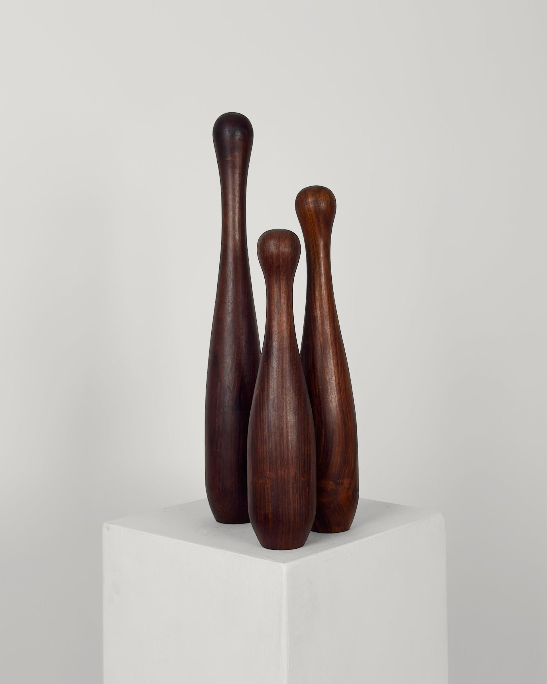 Trio de Sculptures de Broches en Bois Sculpté, Danemark, années 1960