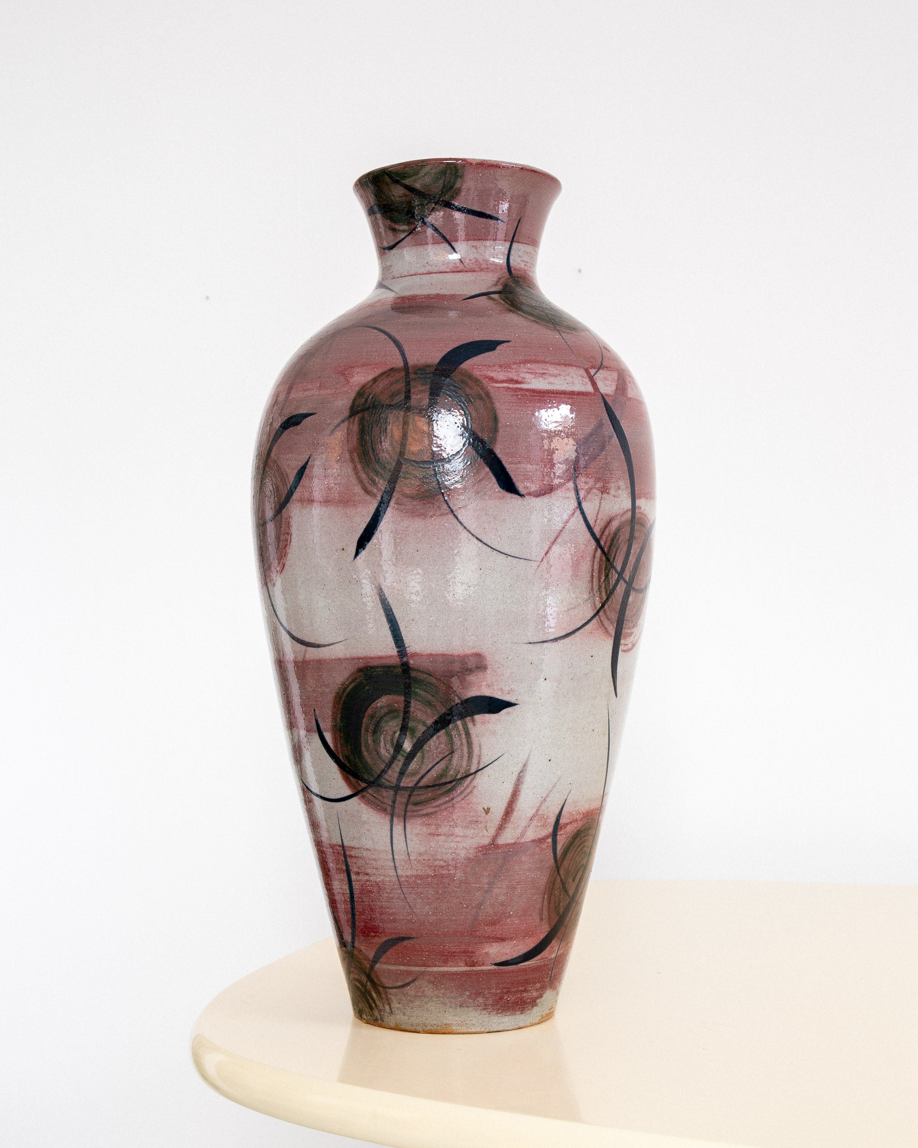 XL Ceramic Floor Vase by Herman Kähler | The Oblist — handcrafted ceramic, pink and black design
