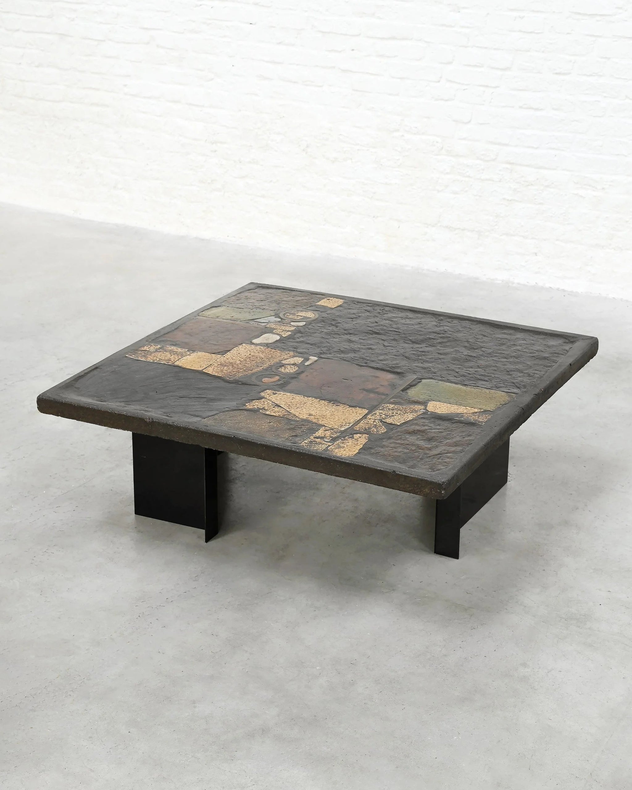 Paul Kingma Slate, Stone, and Brass Table | The Oblist