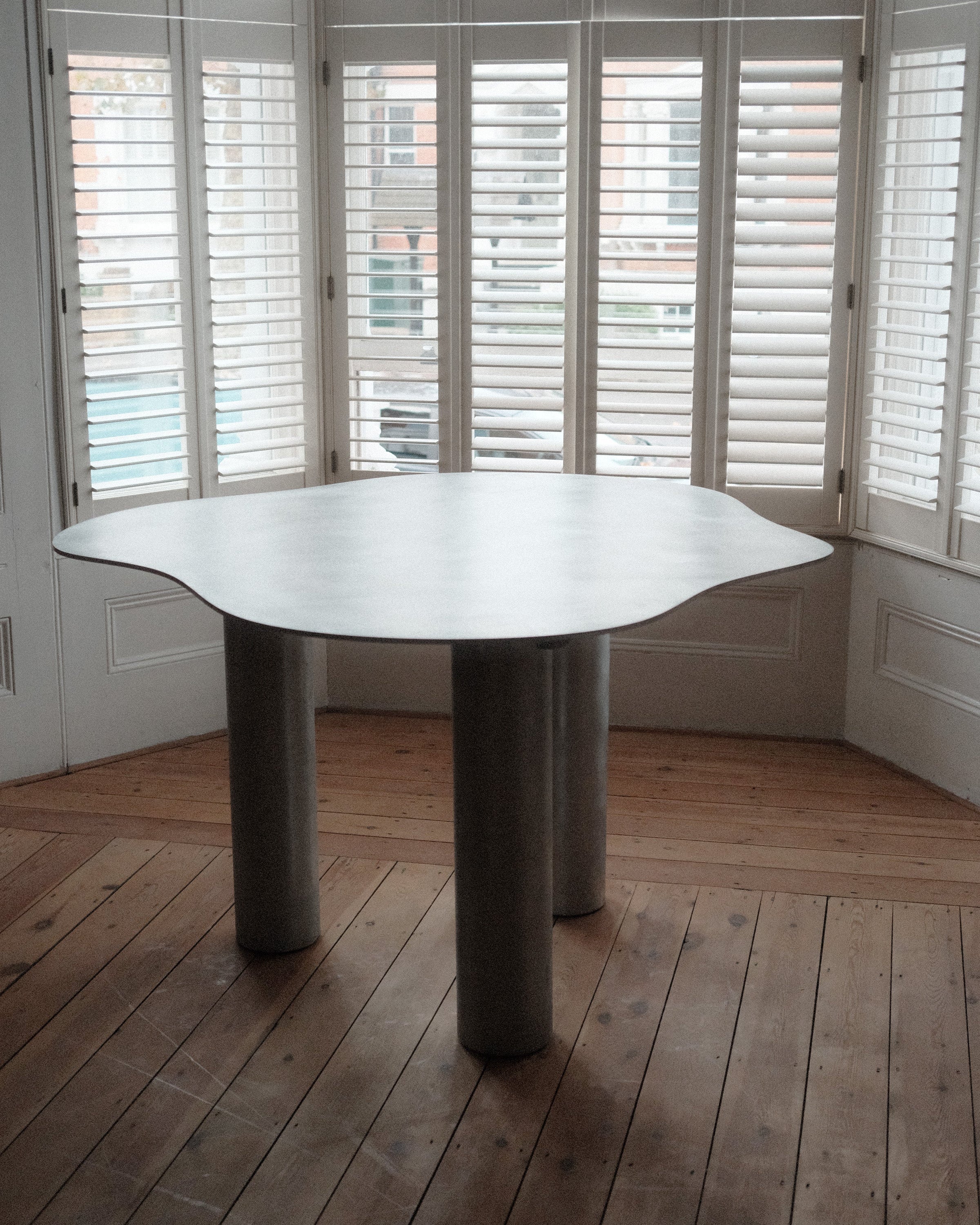 Aluminium Dining Table by Six Dots Design | The Oblist — modern design, silver color
