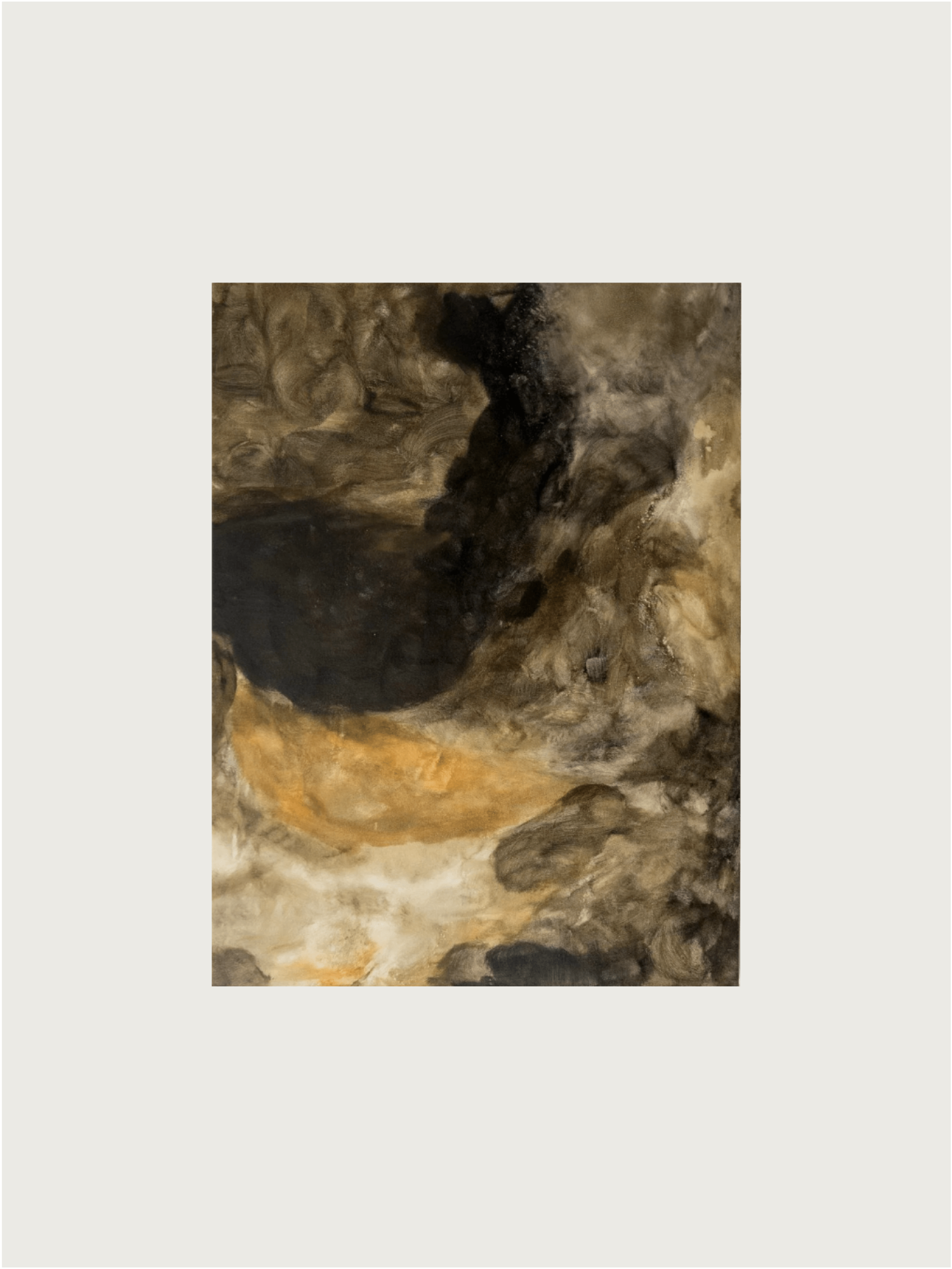 “Bodies Entwined I” by Natasha France is an original mixed media on canvas artwork featuring swirling browns, blacks, and beiges in a textured, abstract composition set against a light background.