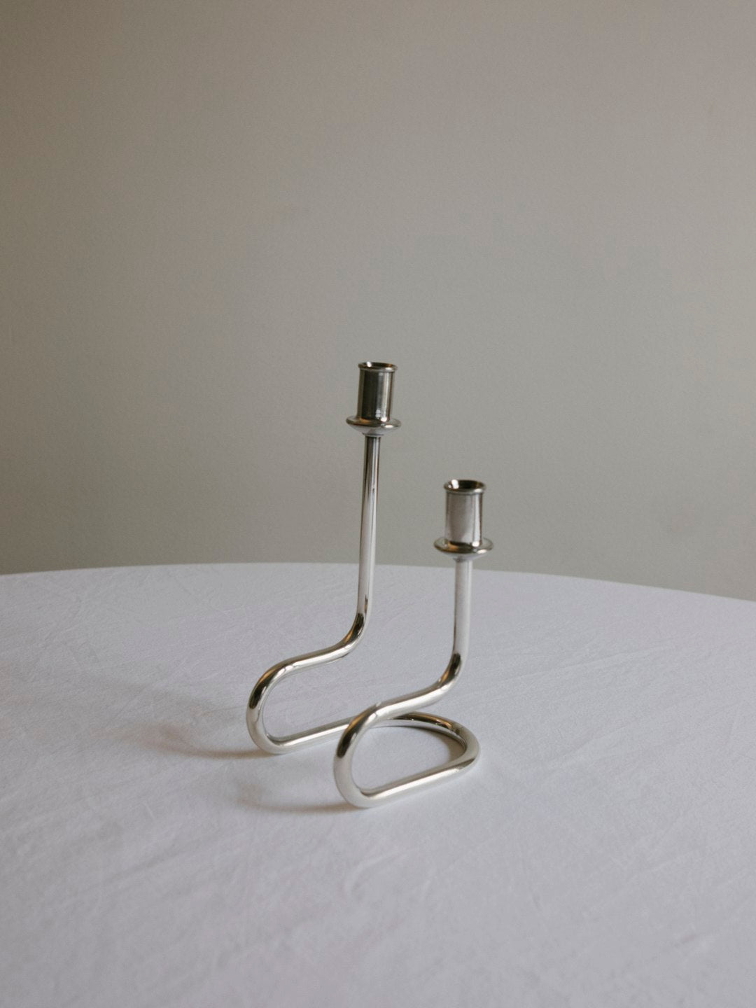 Continuous Loop Candle Holder, Italy, c. 1950s by Trove Paris | The Oblist — polished metal finish