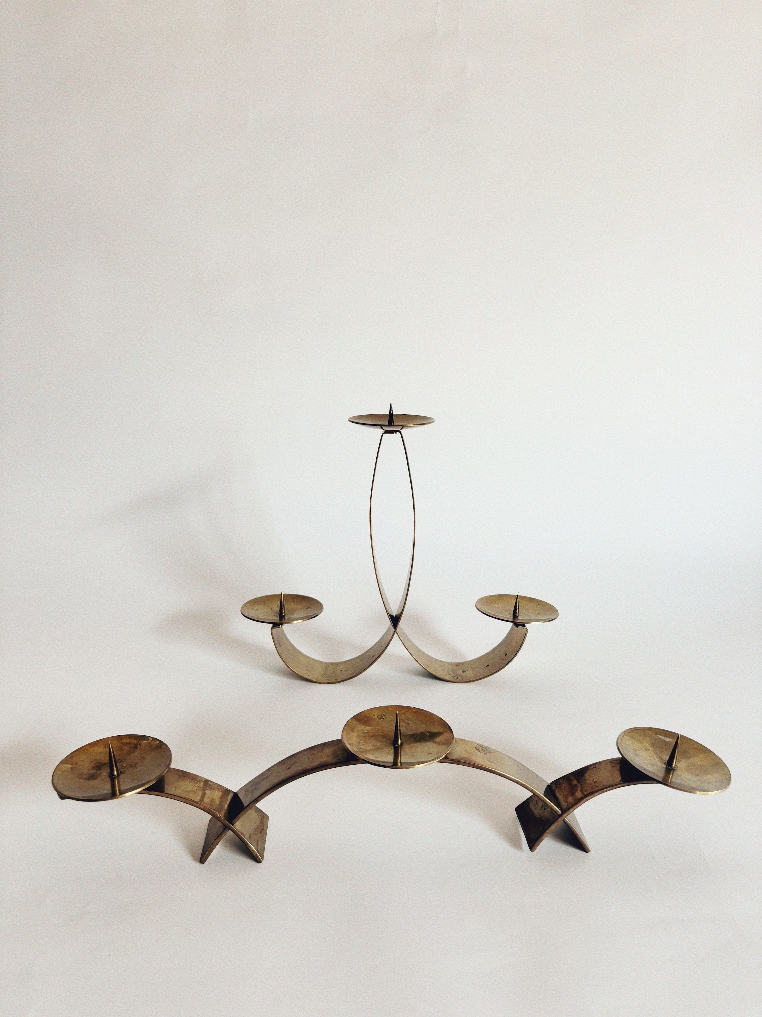 2 Curved Brass Candleholders