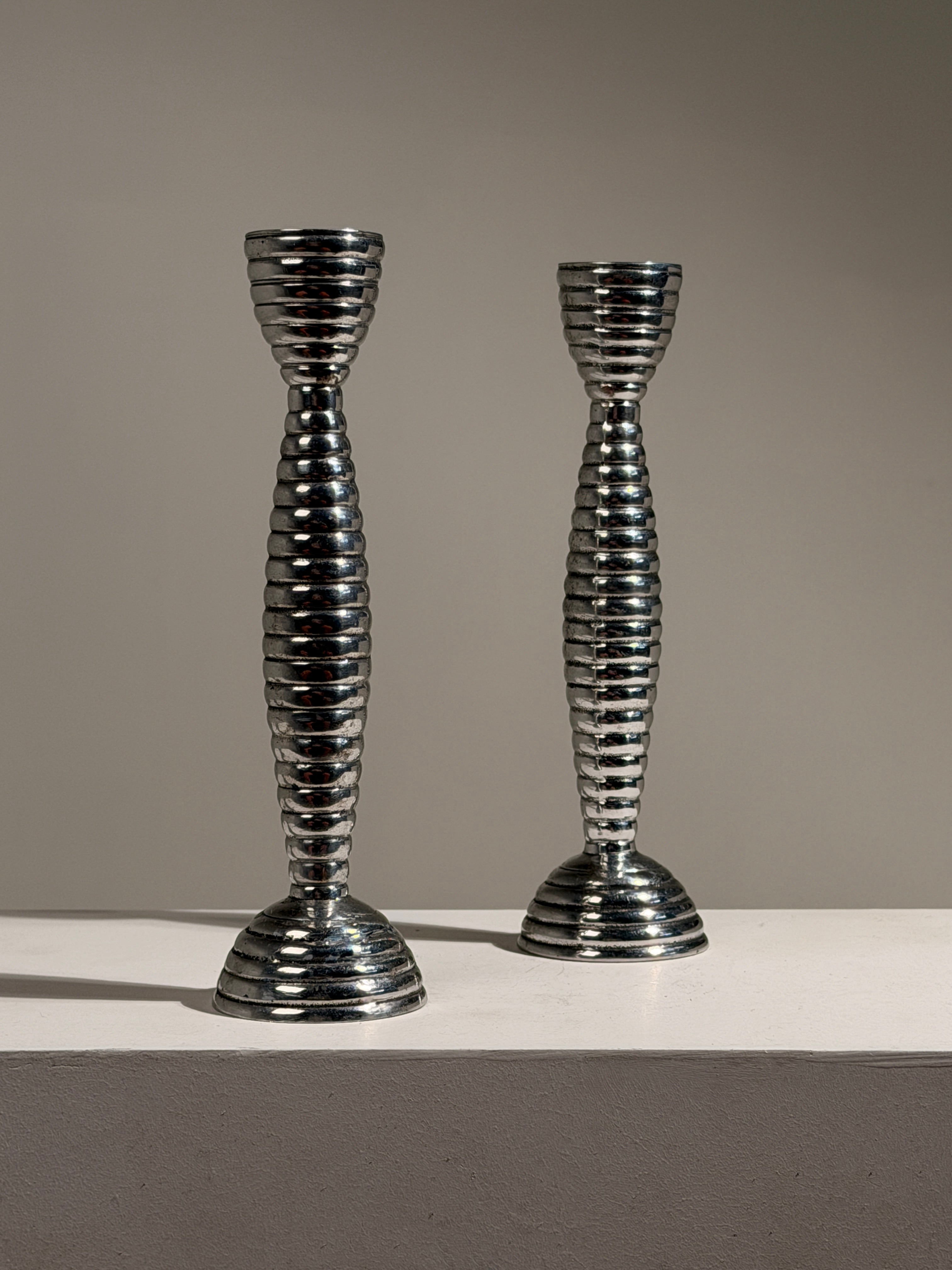 Pair of modernist candlesticks, France, circa 1970 by Figuresdesign | The Oblist