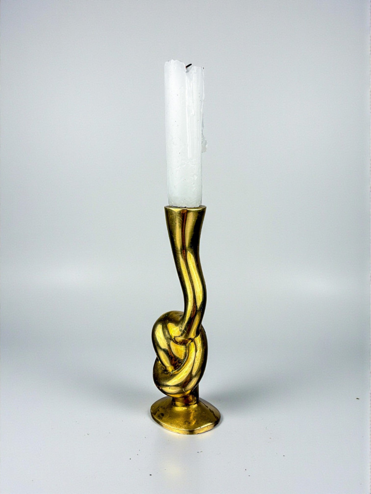 Italian Brutalist Knot Candlestick in Bronze, Circa 1970 — detail view