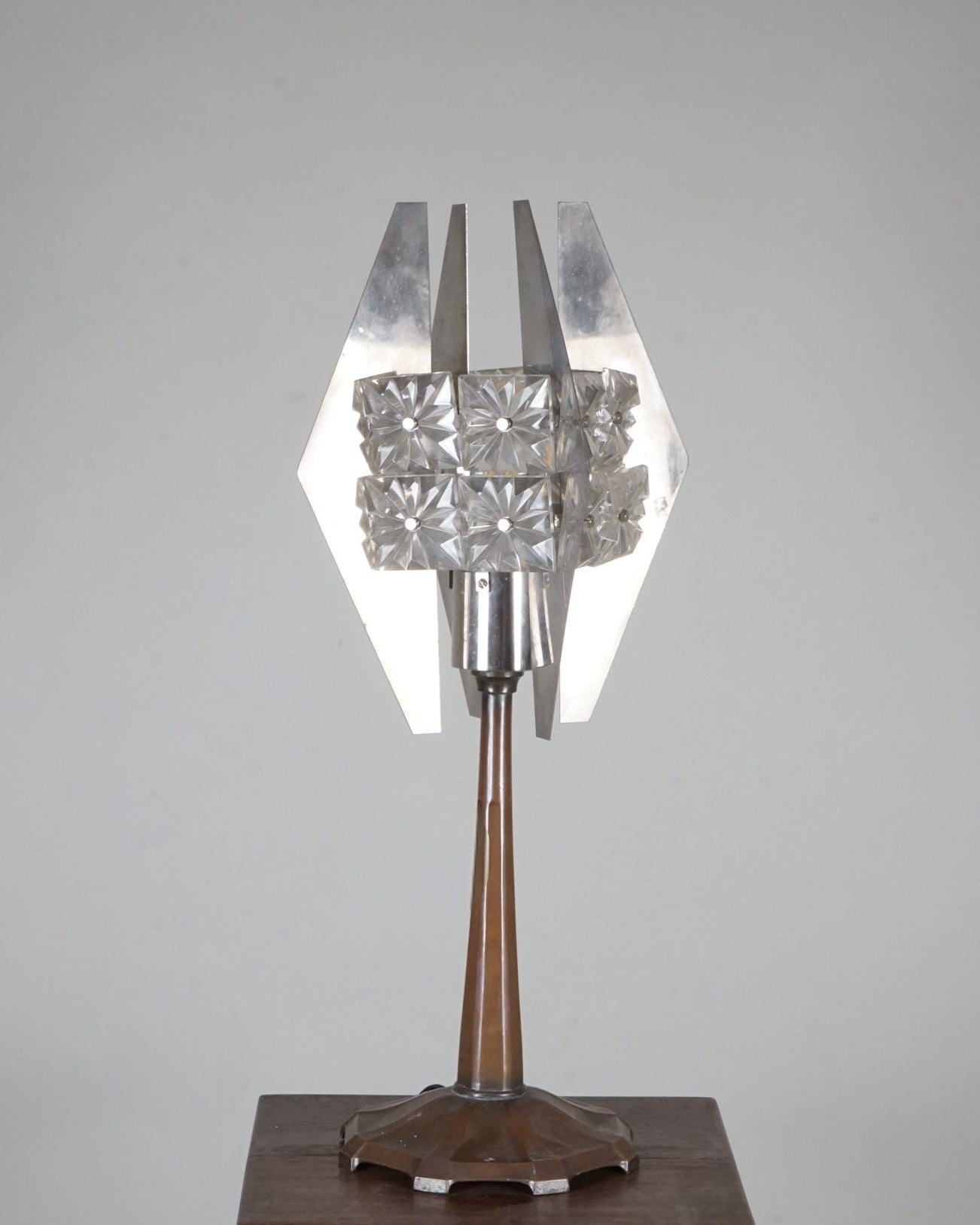 Copper Lamp c.1920 with Later Glass Shade by Myakin | The Oblist — copper base, glass shade