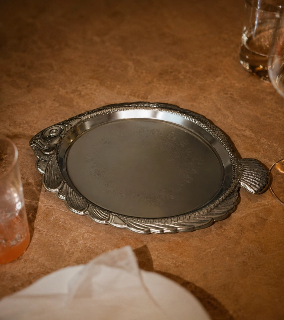 1980s French Vintage Aluminum Fish Tray by Blisse | The Oblist