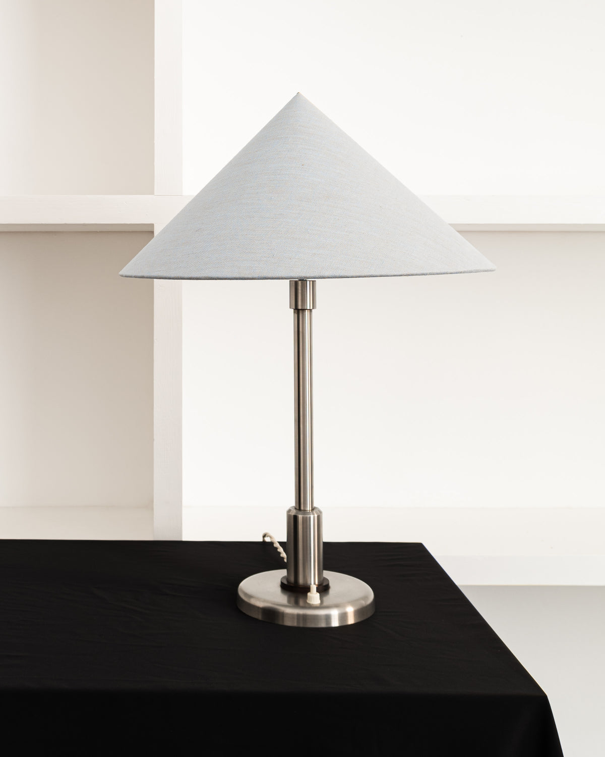 Danish Art Deco Satin Chrome Table Lamp by Collection apart | The Oblist