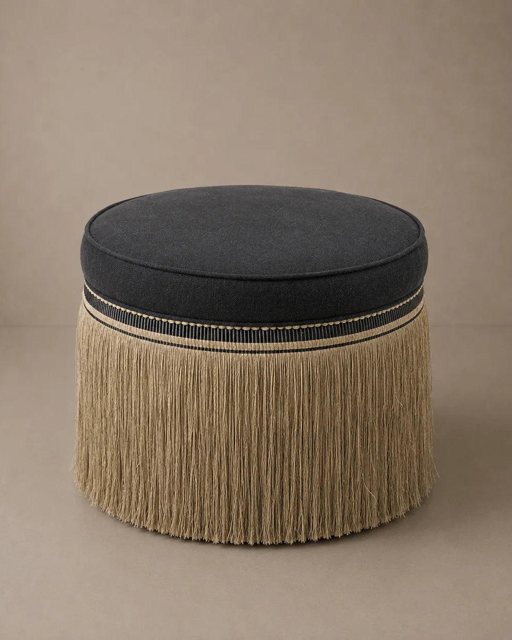 Laurent Pouf - Kanvas Ebony & Houlès Fringe by RIJD Interior | The Oblist