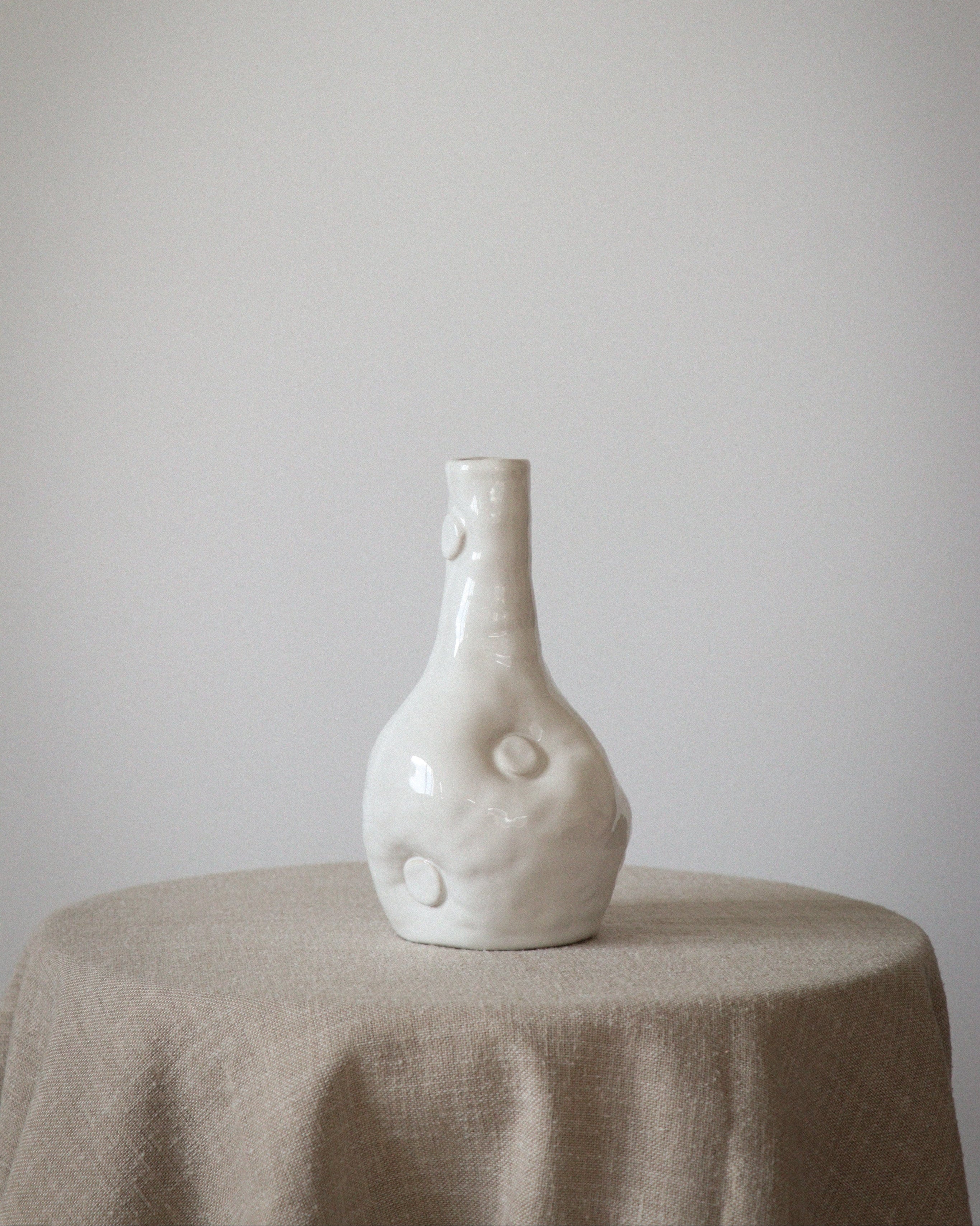 Soft Button White Stoneware Vase by Maitoinen Home | The Oblist