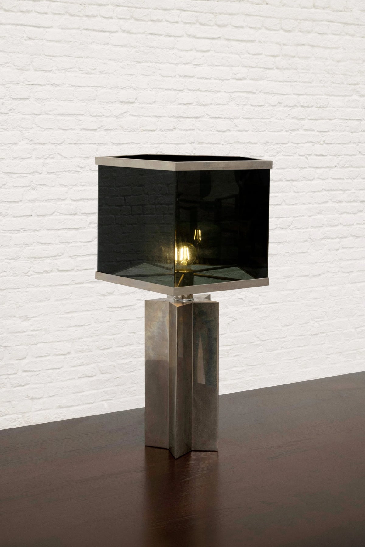 Italian Architectural Table Lamp in Acrylic and Chrome, 1970's by Introverso | The Oblist