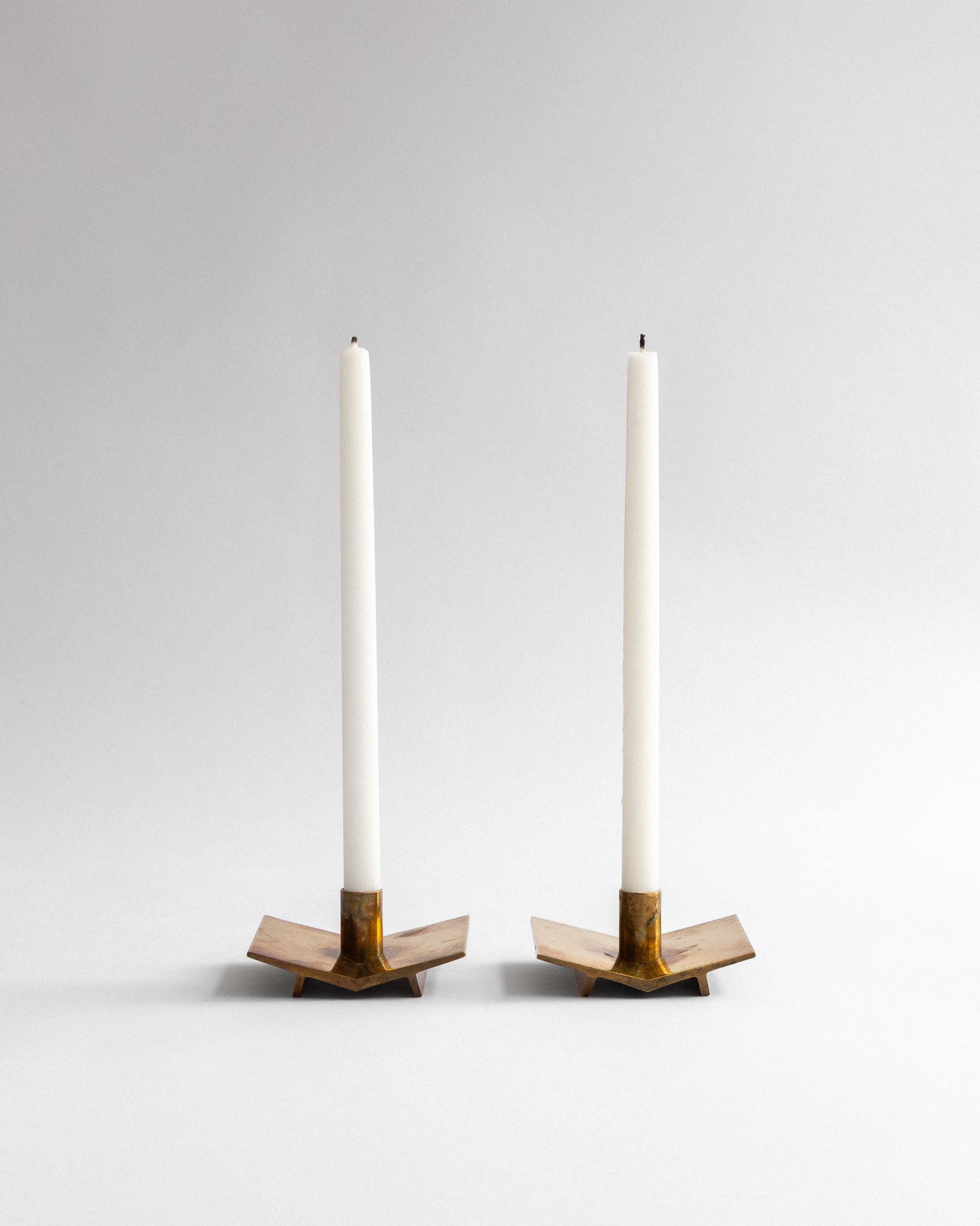 Mid-Century Brass Candlesticks by Pierre Forsell, Sweden, 1960s by Spigel | The Oblist