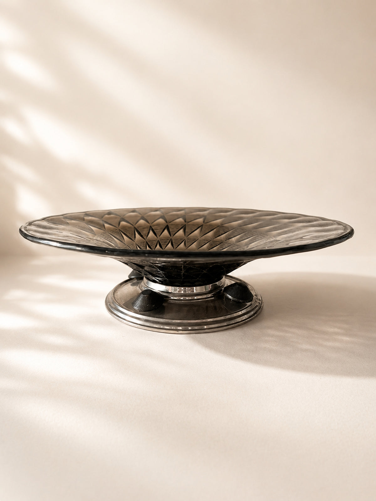 Art Deco Smoked Glass & Chrome Centerpiece Bowl - circa 1930 by Dodo Vintage | The Oblist