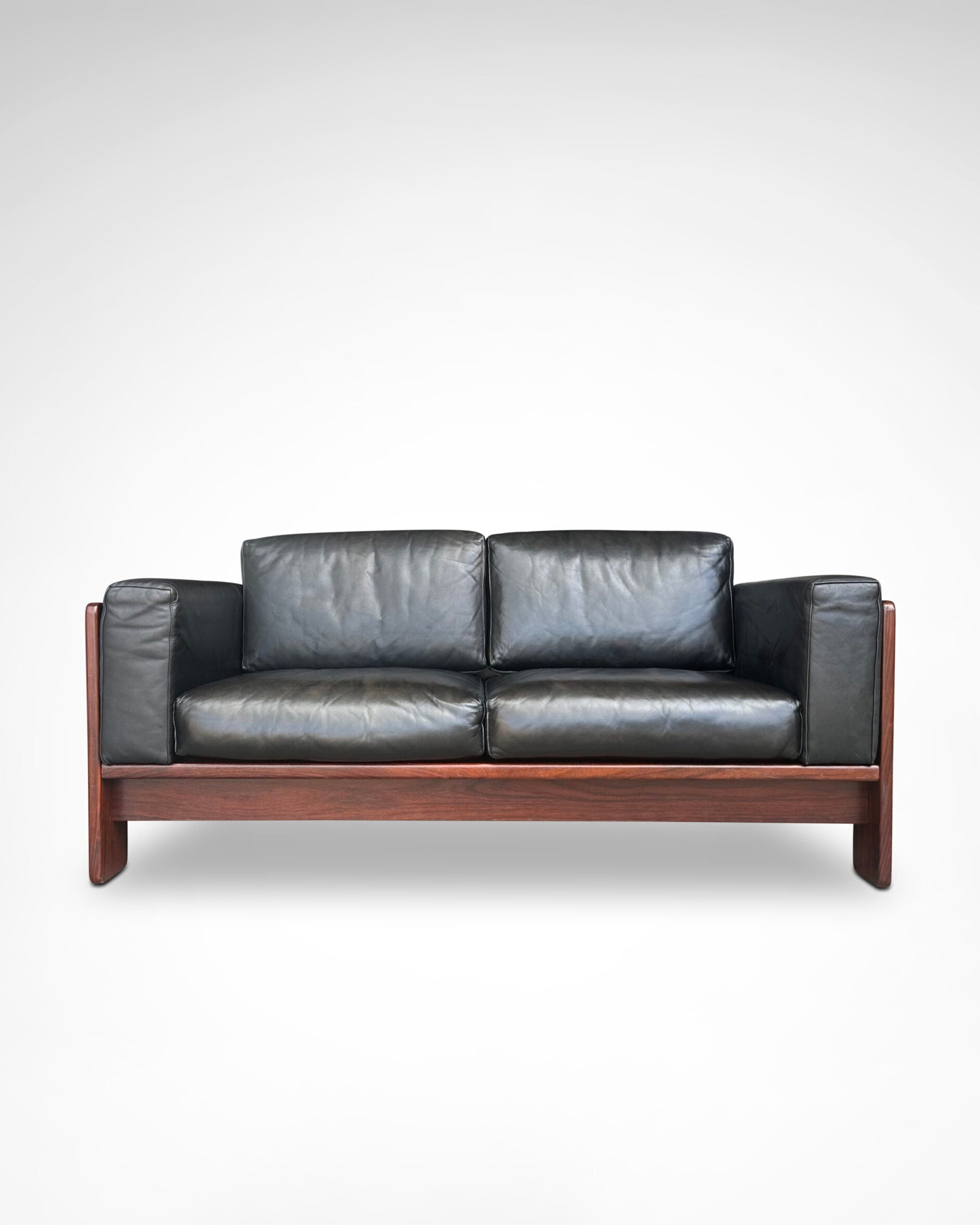 Bastiano 2-Seater Rosewood and Leather Sofa by Afra & Tobia Scarpa for Knoll International, 1980s by Redesignable