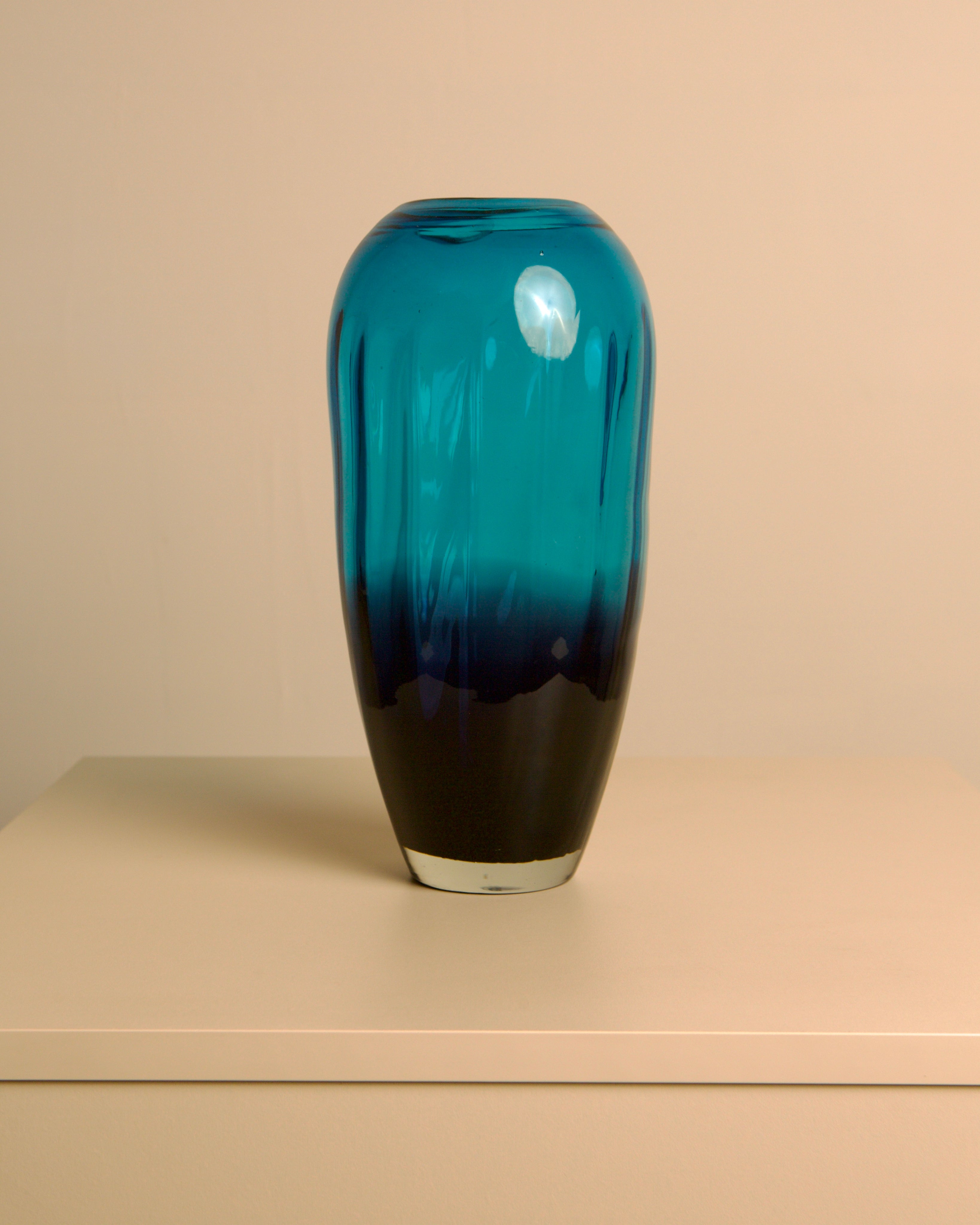Large Blue Ombré Murano Glass Vase, Italy, 1980s by Treaptyque | The Oblist