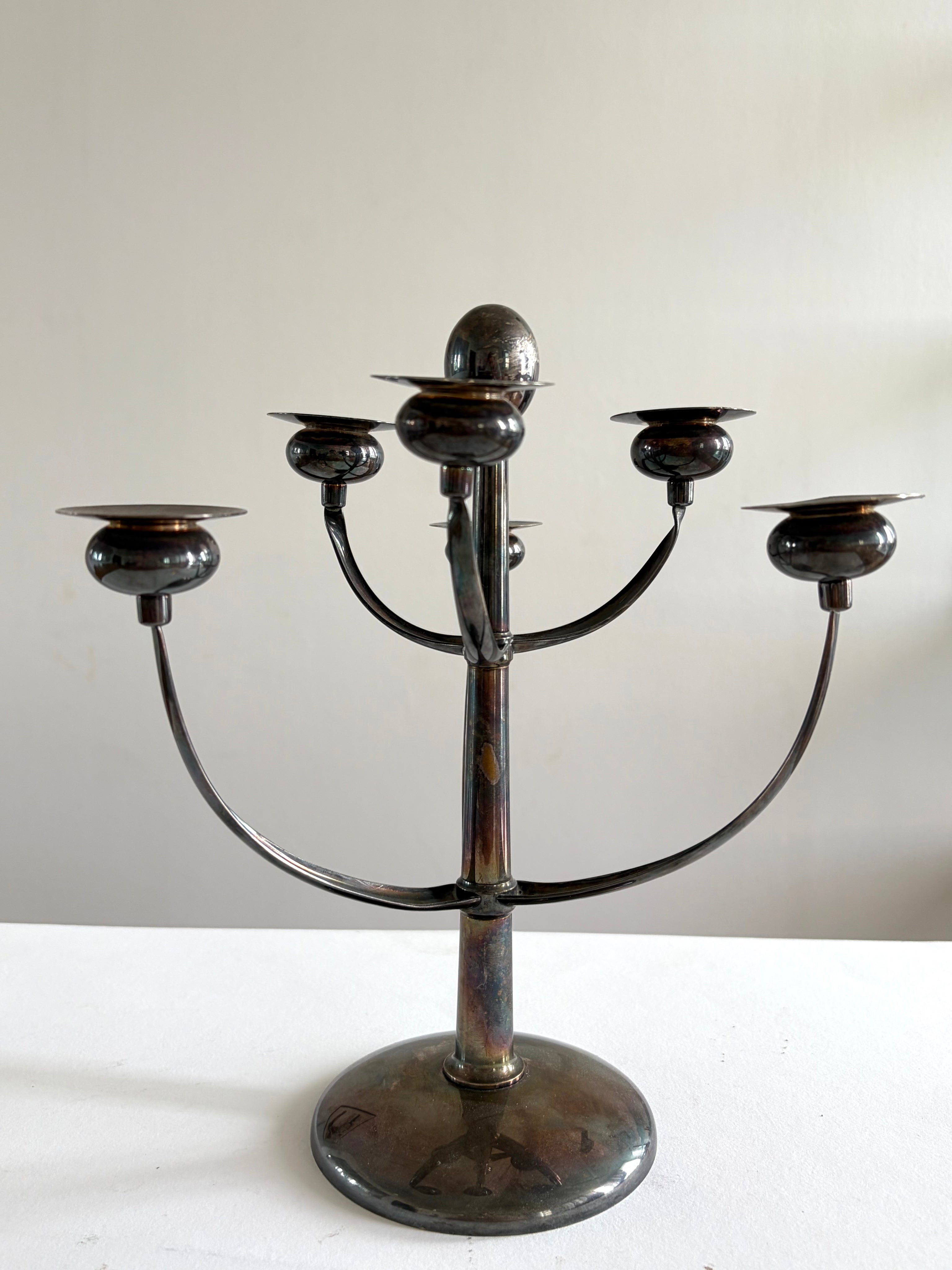 Silver-Plated Candelabra, attributed to Gustav Beran, Austria, 1960s — detail view