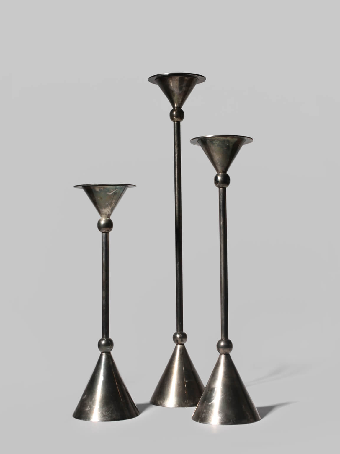 Silver Plated Memphis Candle Holders Set, 1980s by Vintage Stories | The Oblist