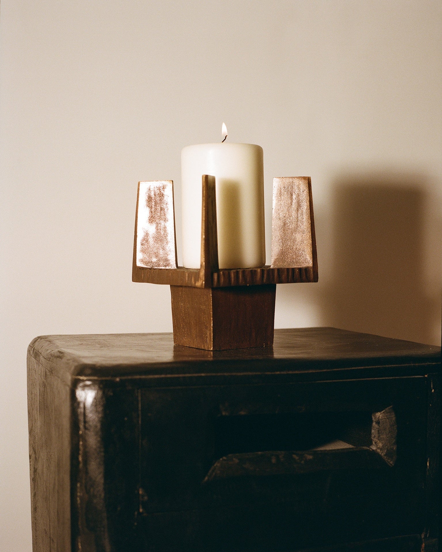 Vintage French Bronze Mid-Century Candle Holder Circa 1950