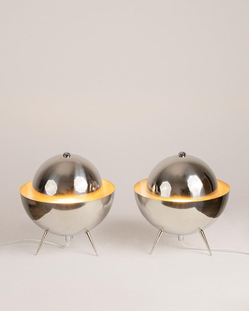Vintage Chrome UFO Table Lamps by Studio Ecubed | The Oblist