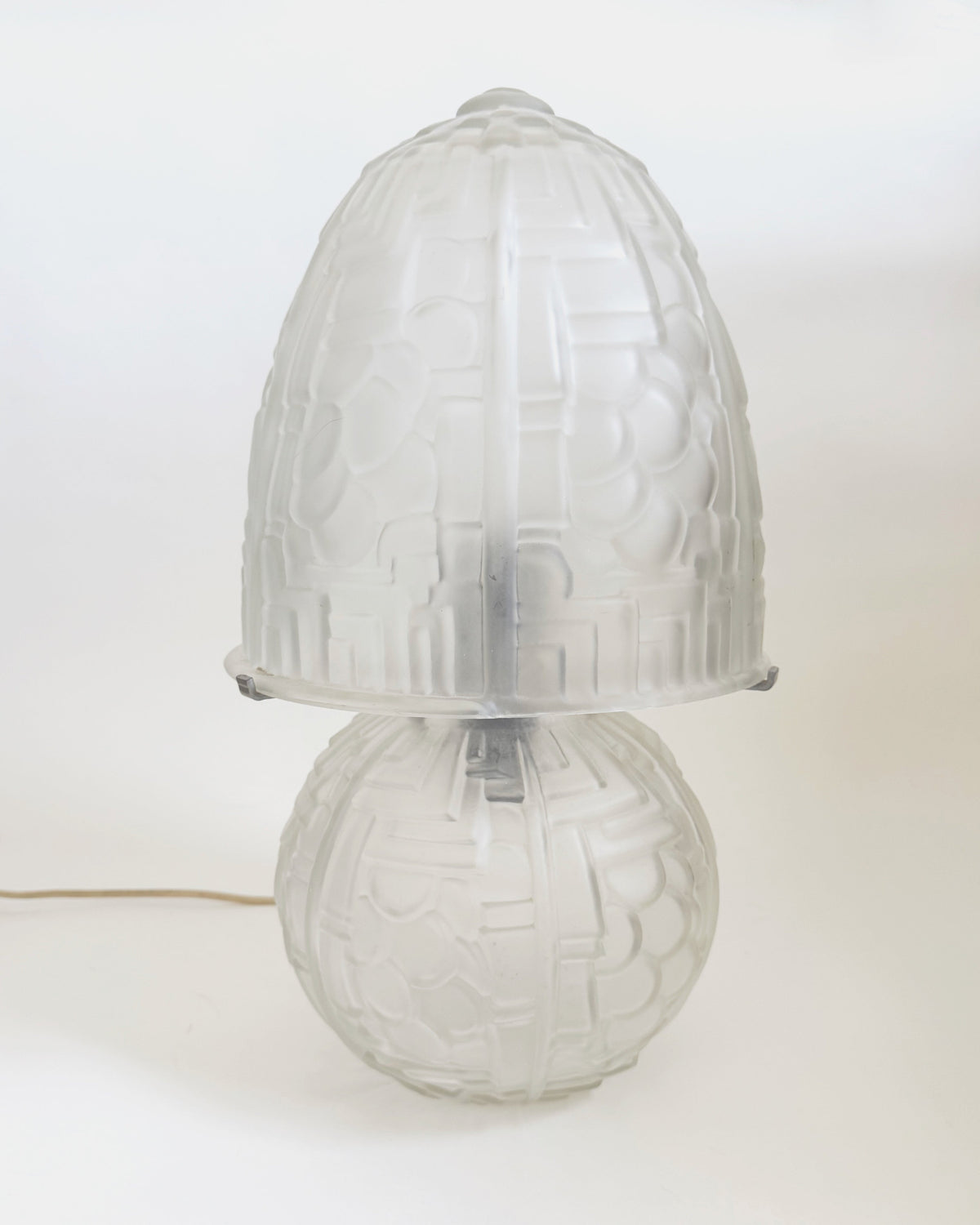 French Art Deco Frosted Glass Lamp — lifestyle setting