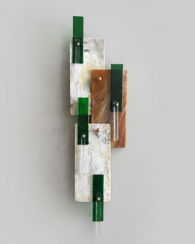 Horn and Glass Wall Light D2025 by Charlotte Packe Studio | The Oblist — green glass, contemporary design